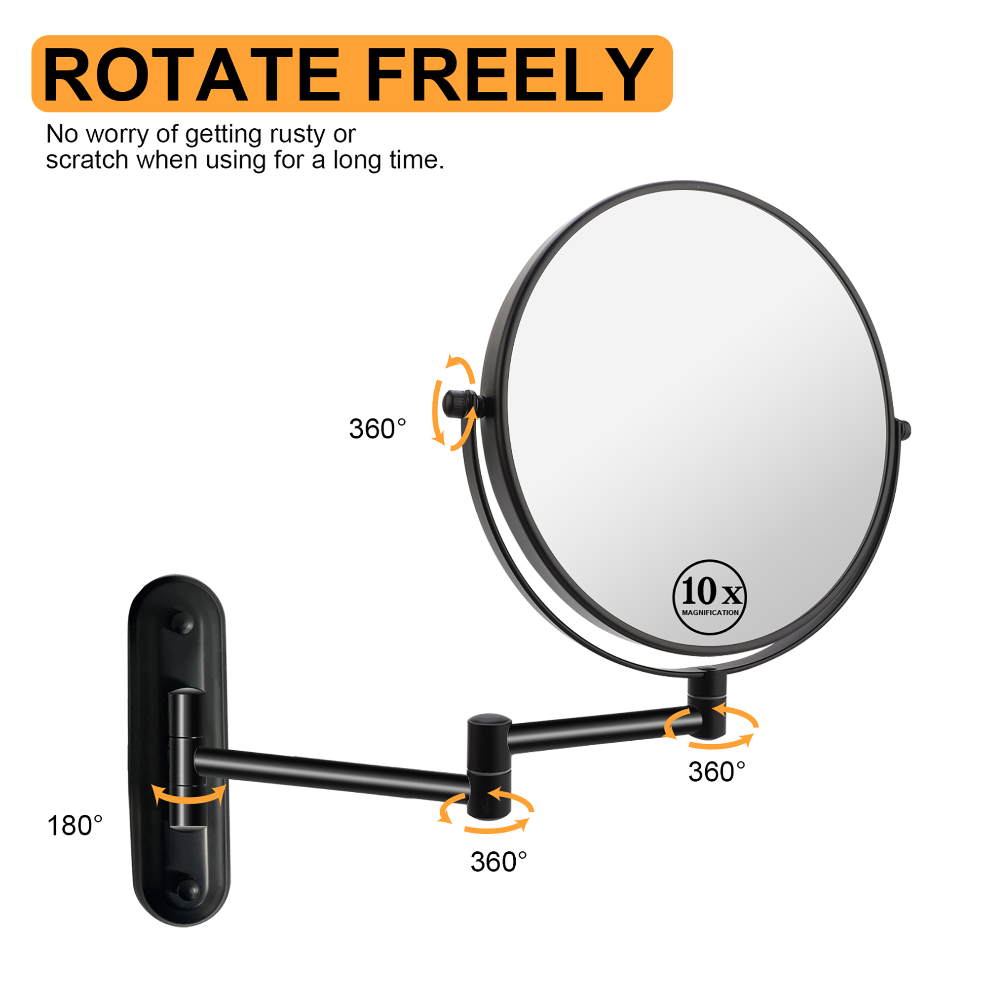 Round Framed Wall Mounted Mirror in Black