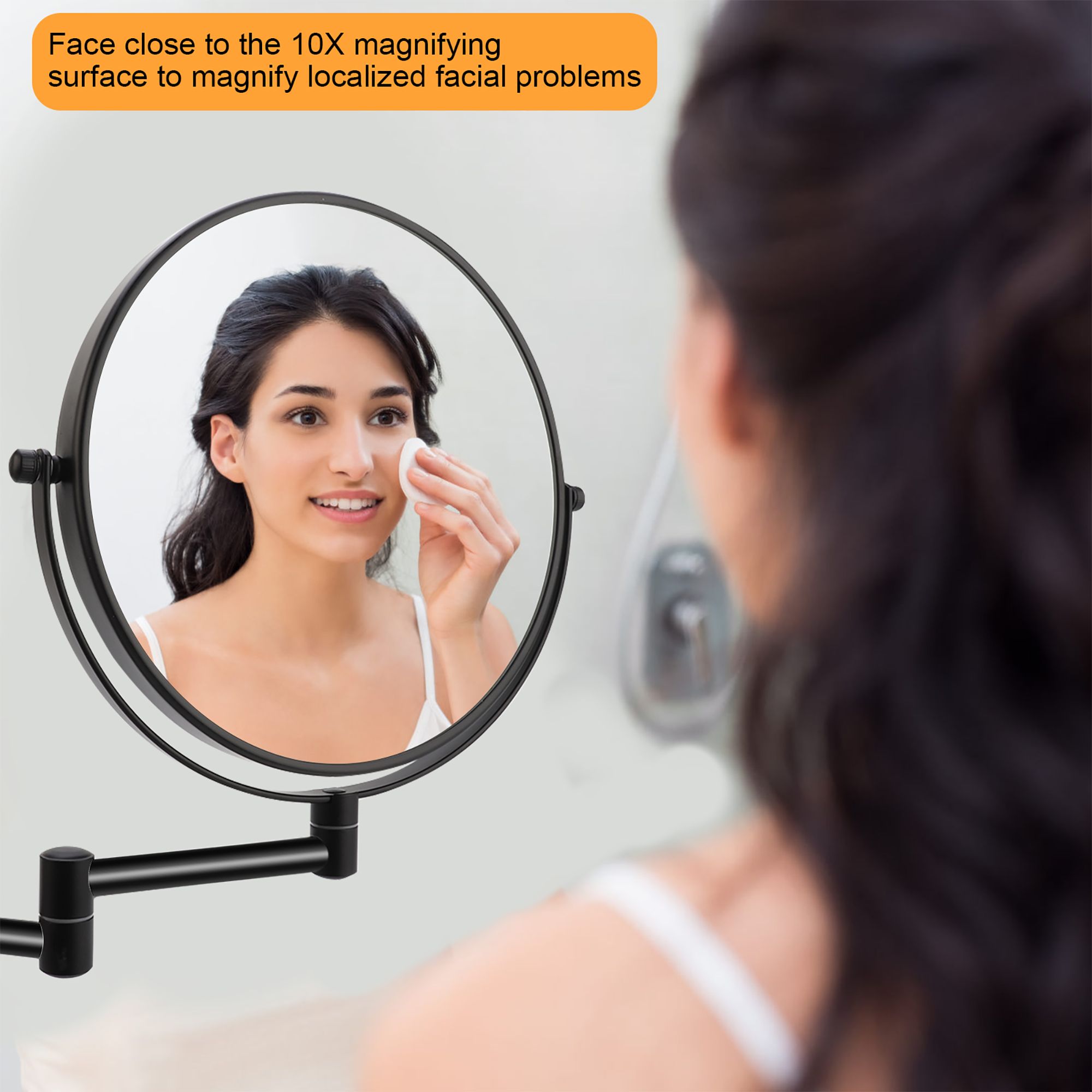 Round Framed Wall Mounted Mirror in Black