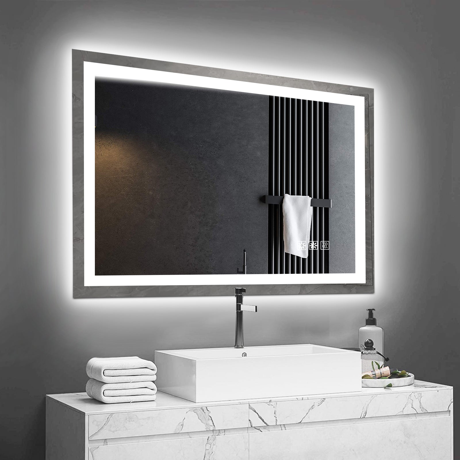 48" x 36" Rectangular Frameless Anti-Fog Wall Mounted LED Bathroom Vanity Mirror