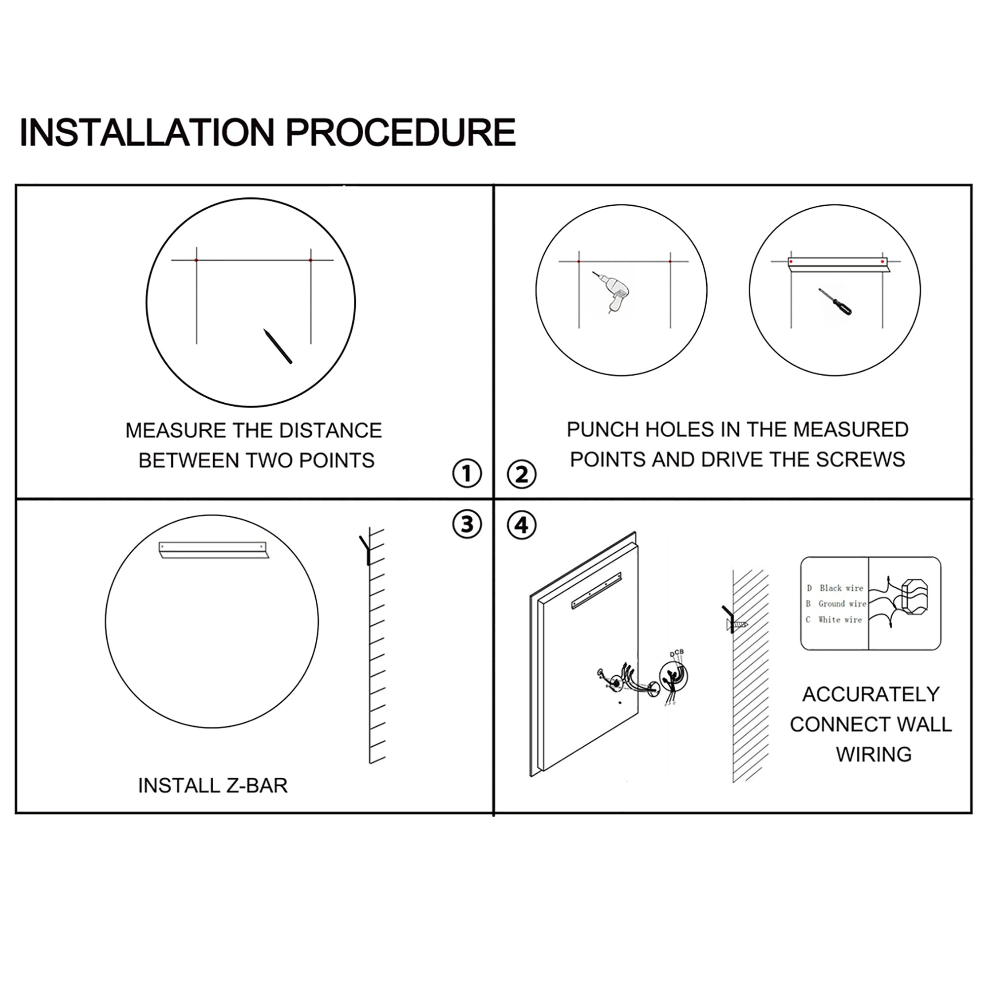 24 inch Round Frameless Anti-Fog Dimmable Wall Mounted LED Bathroom Vanity Mirror