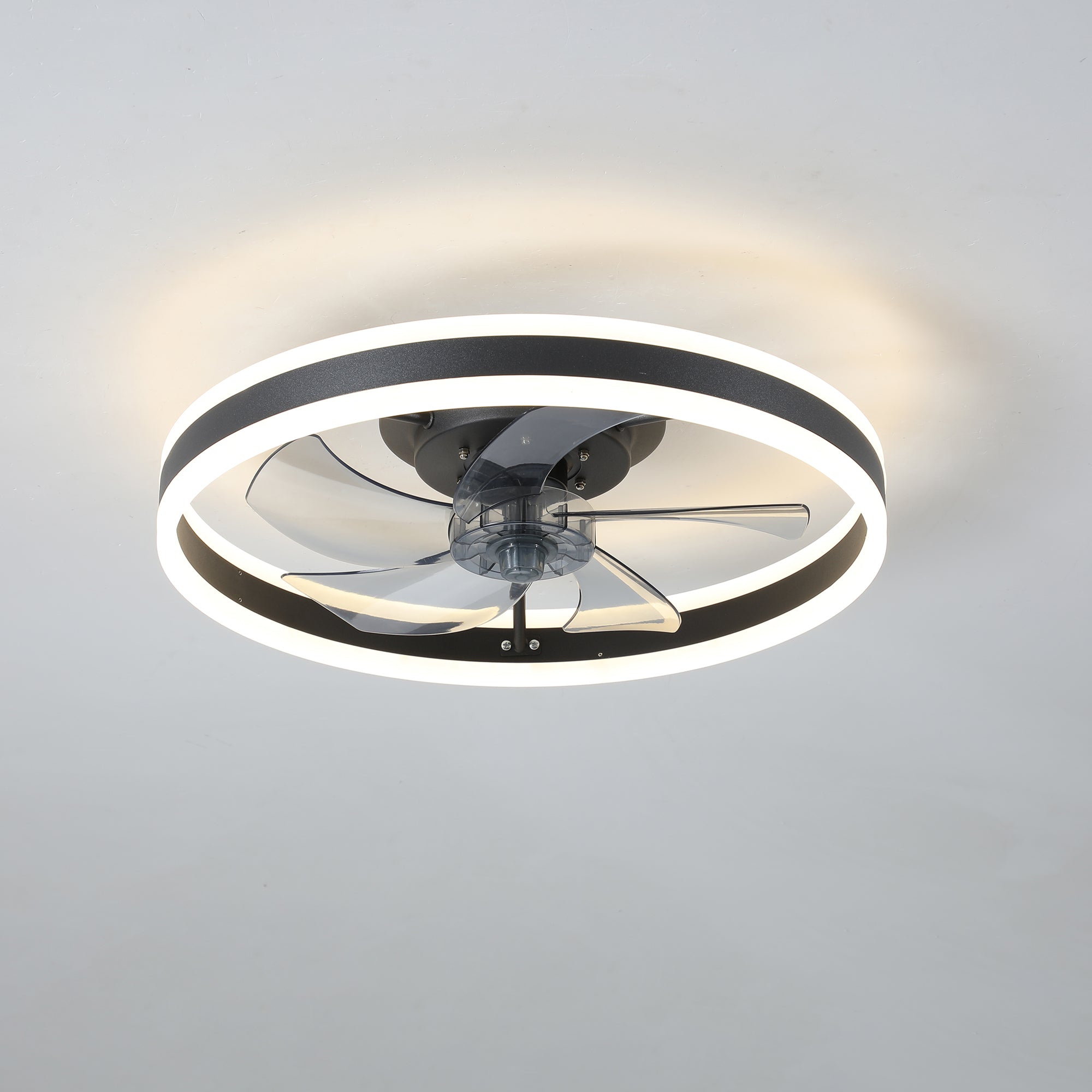 20 in W x 6 in H Ceiling Fan in Black with Lights Dimmable LED