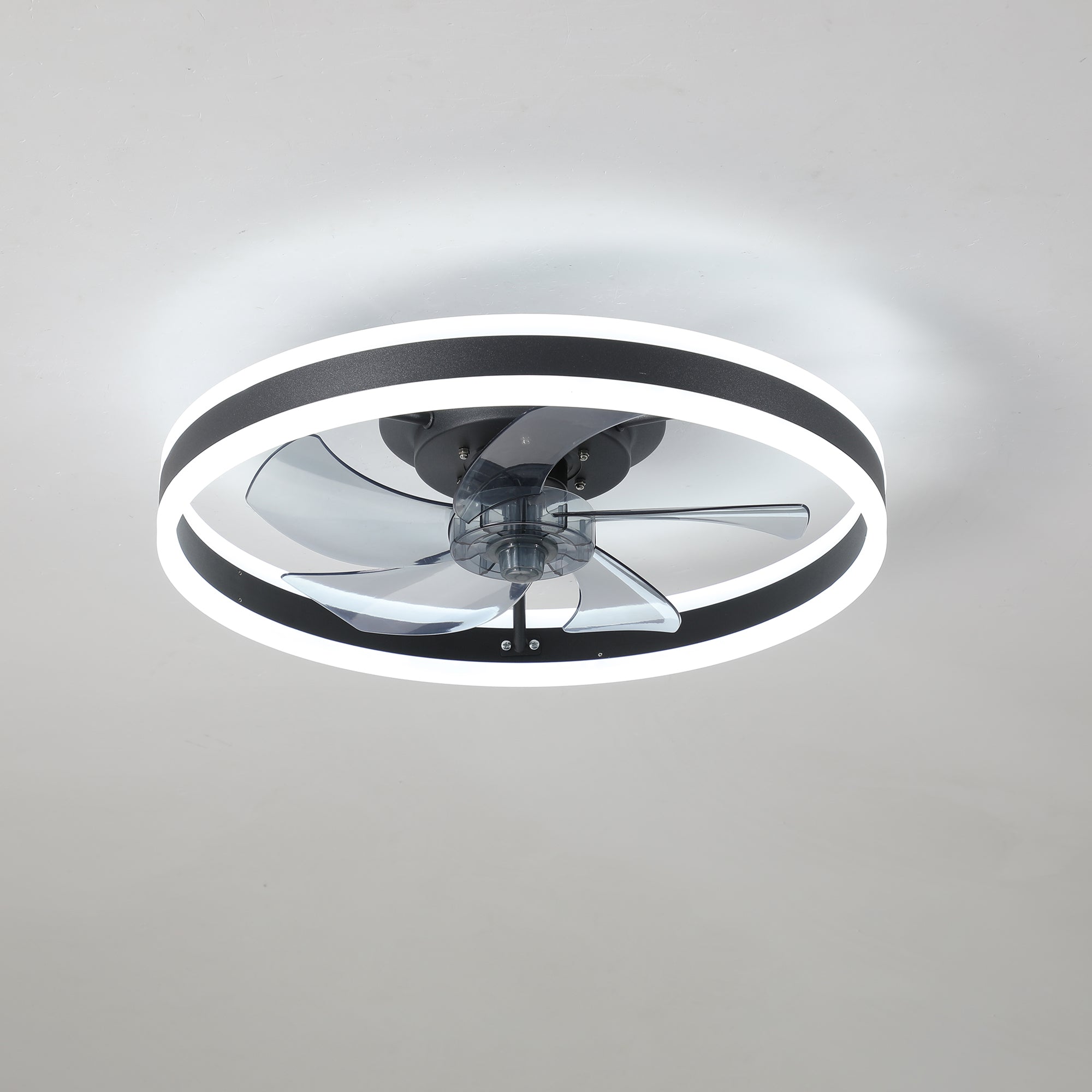 20 in W x 6 in H Ceiling Fan in Black with Lights Dimmable LED