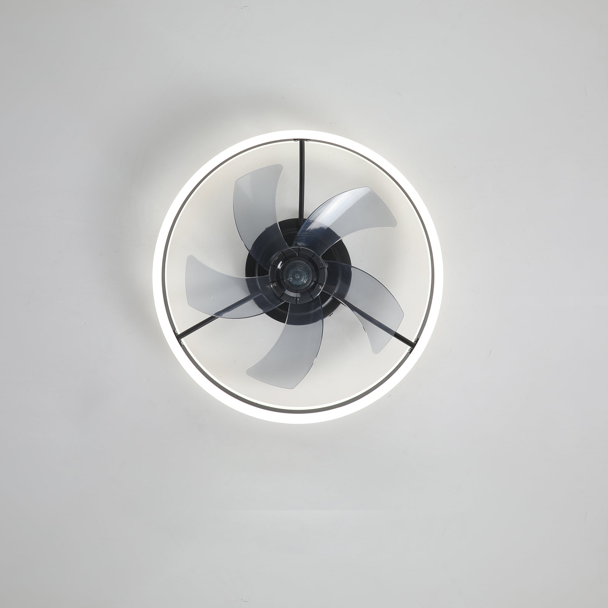 20 in W x 6 in H Ceiling Fan in Black with Lights Dimmable LED