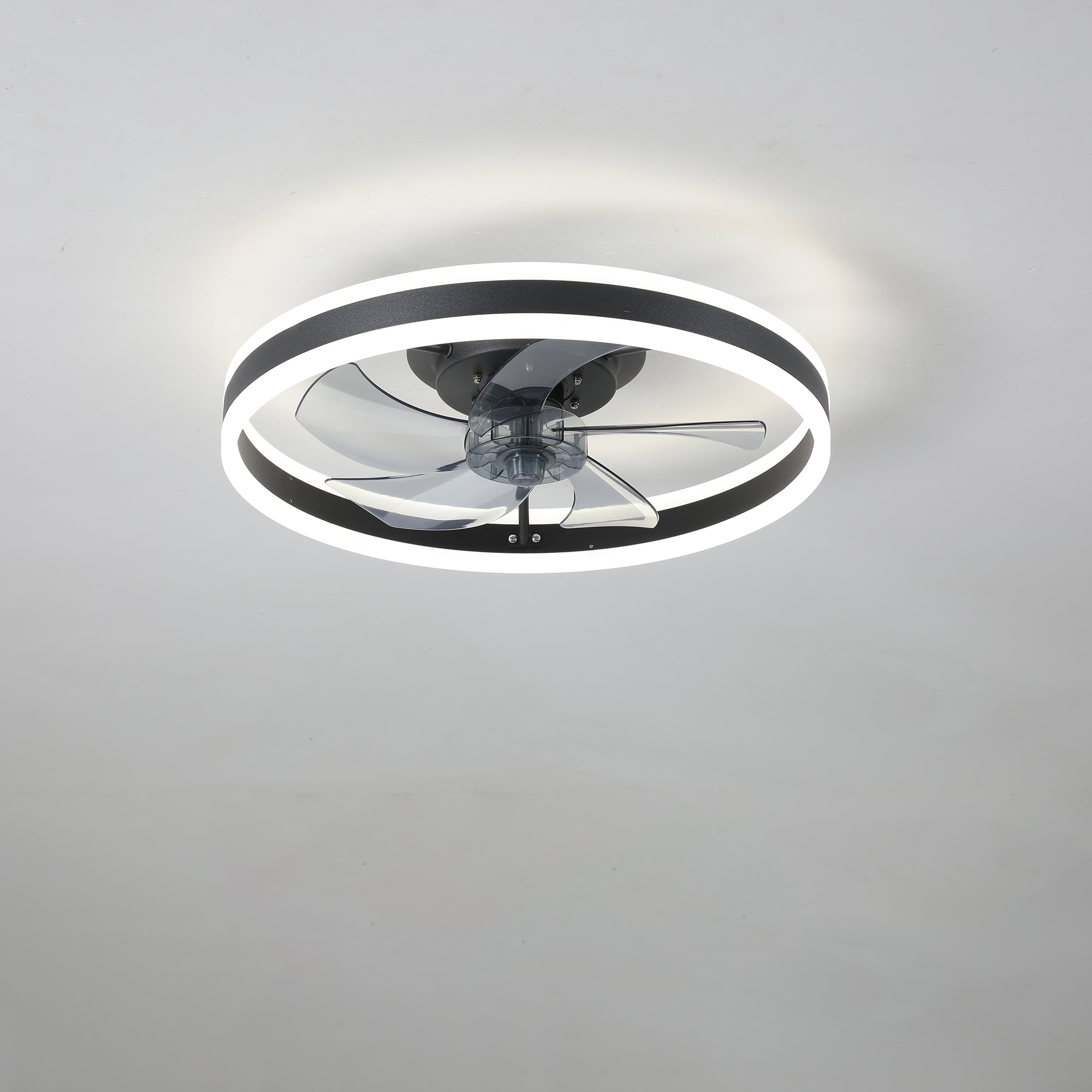 20 in W x 6 in H Ceiling Fan in Black with Lights Dimmable LED
