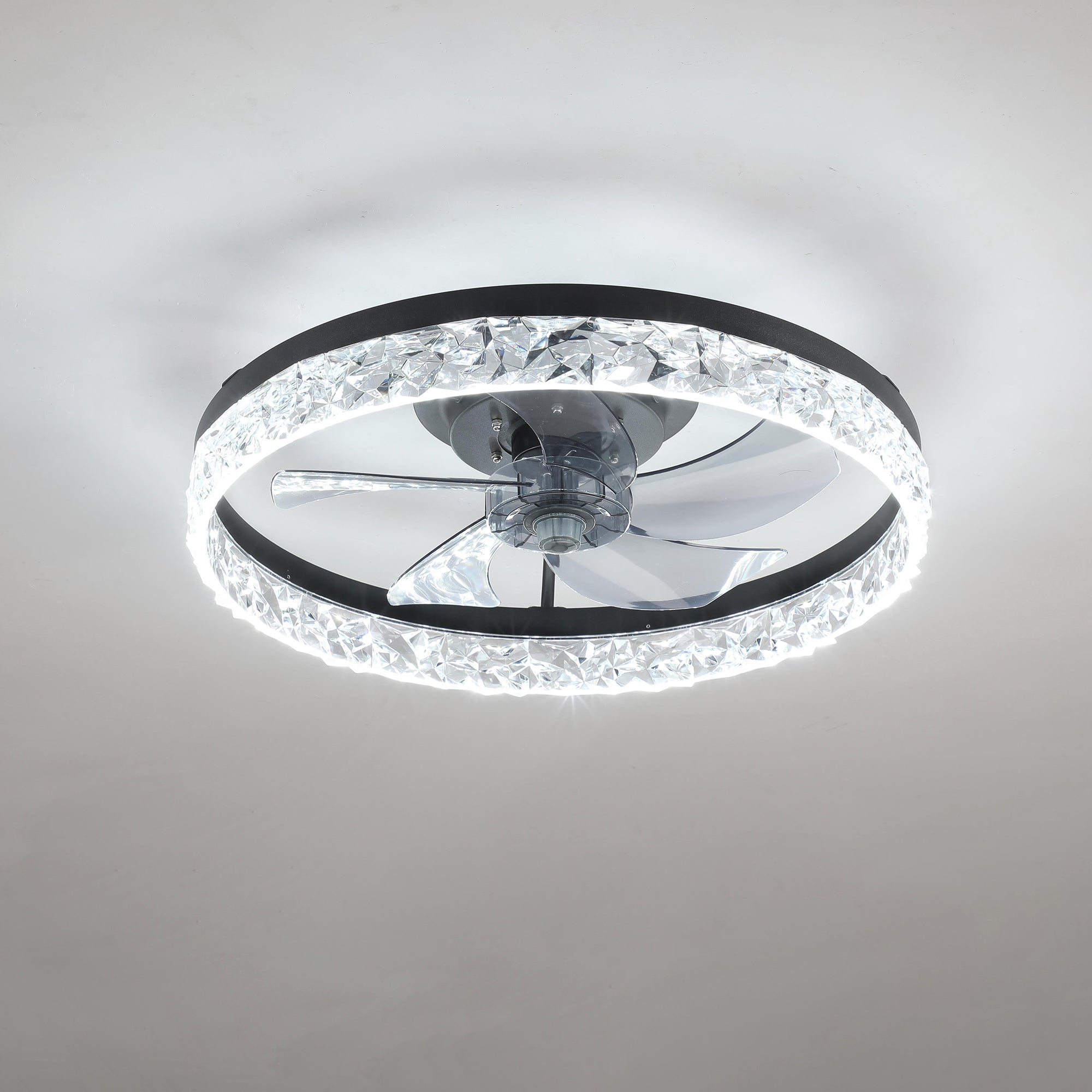 20 in W x 6 in H Ceiling Fan in Black with Lights Dimmable LED