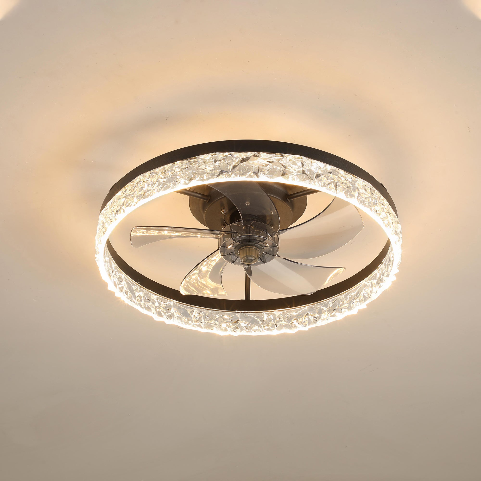 20 in W x 6 in H Ceiling Fan in Black with Lights Dimmable LED