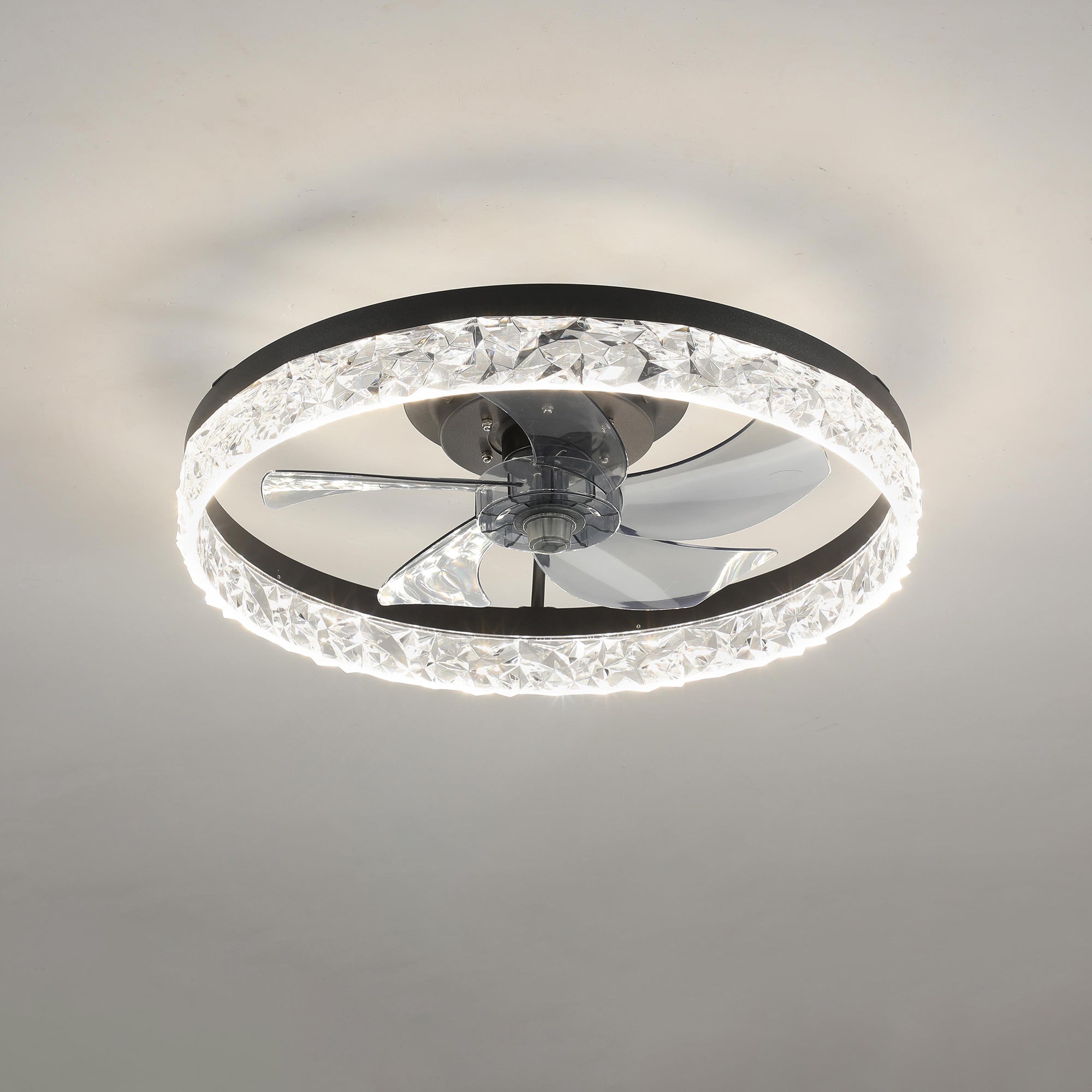 20 in W x 6 in H Ceiling Fan in Black with Lights Dimmable LED