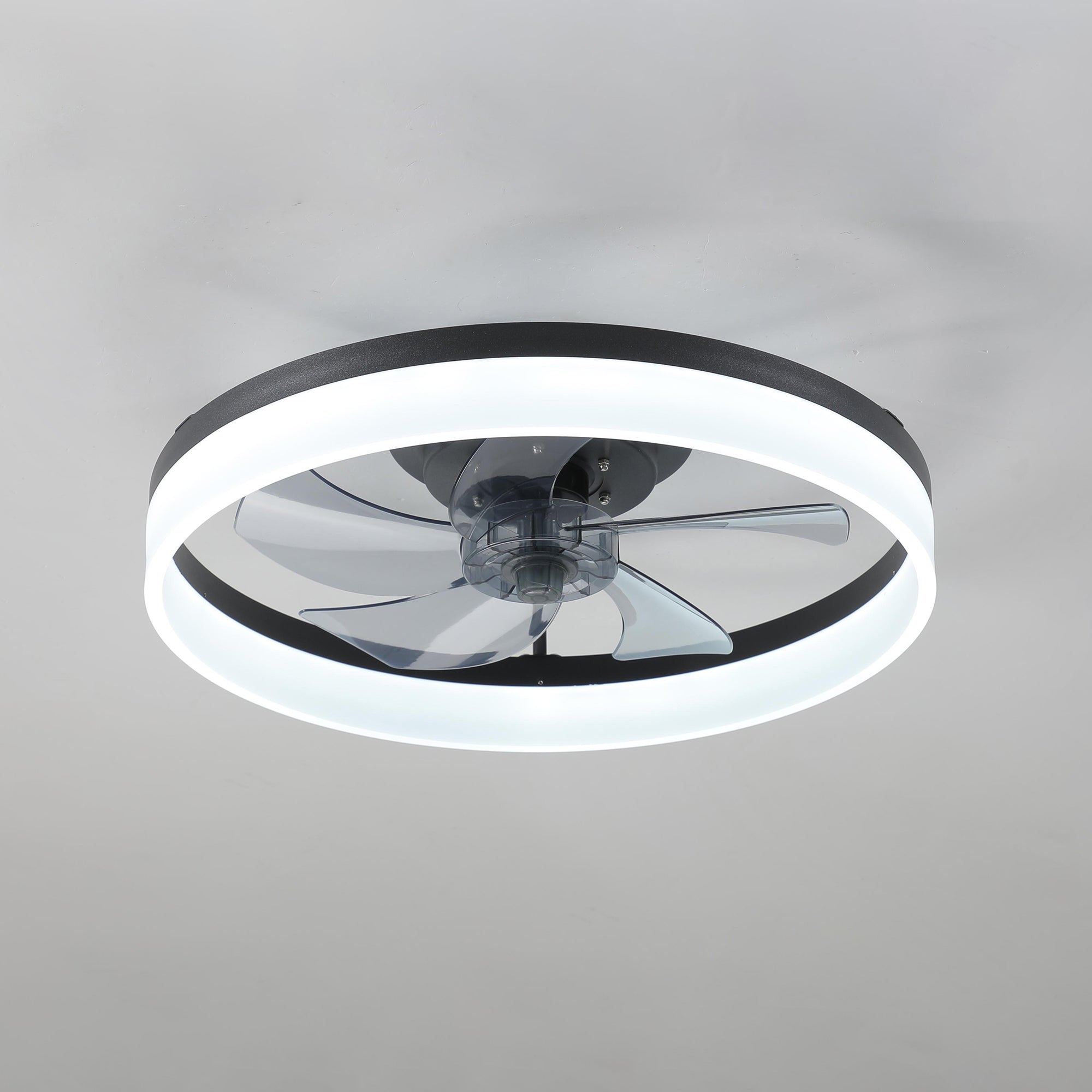 20 in W x 6 in H Ceiling Fan in Black with Lights Dimmable LED