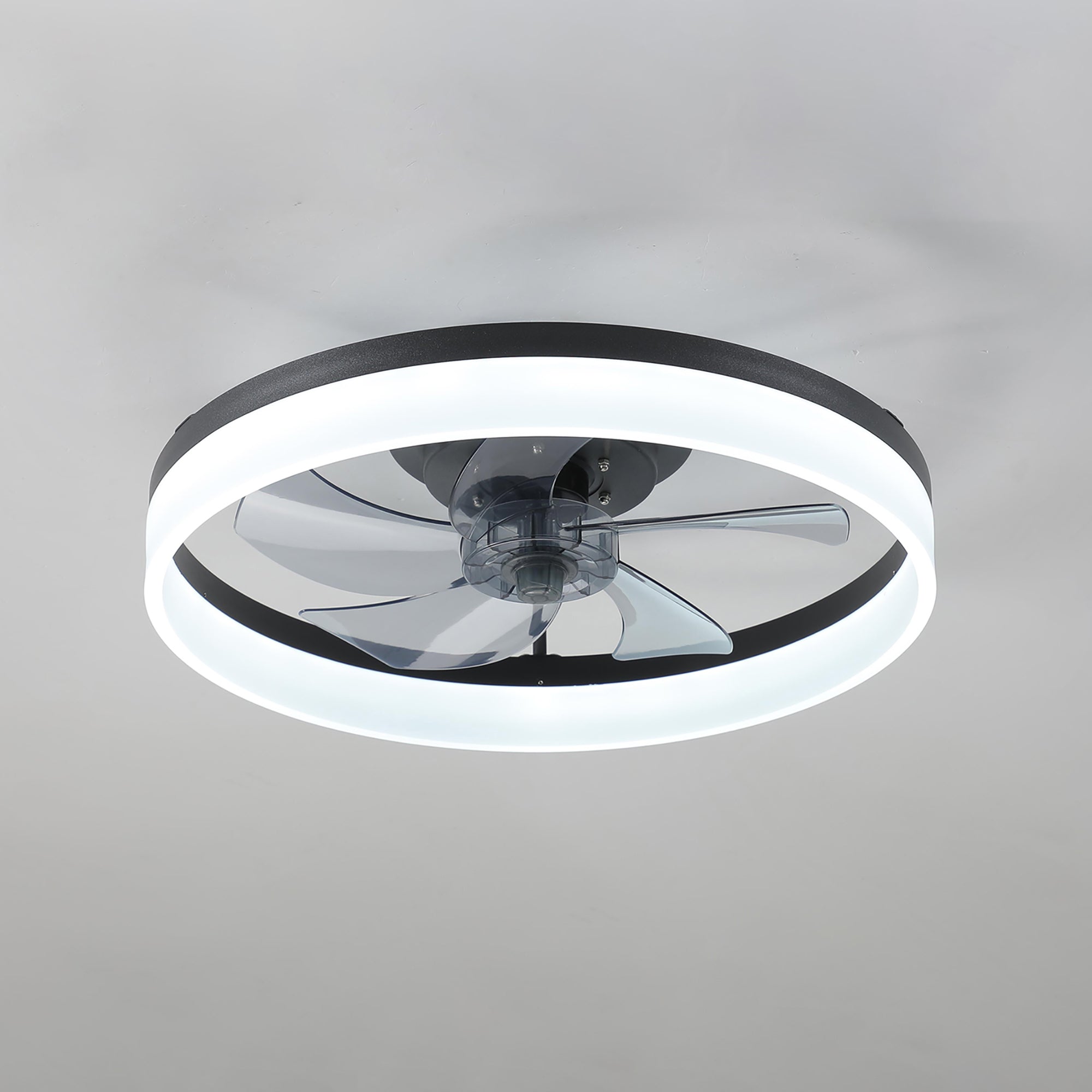 20 in W x 6 in H Ceiling Fan in Black with Lights Dimmable LED