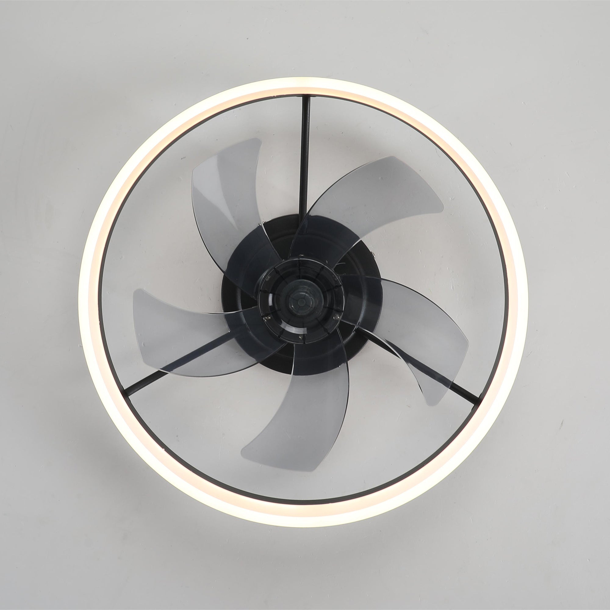 20 in W x 6 in H Ceiling Fan in Black with Lights Dimmable LED