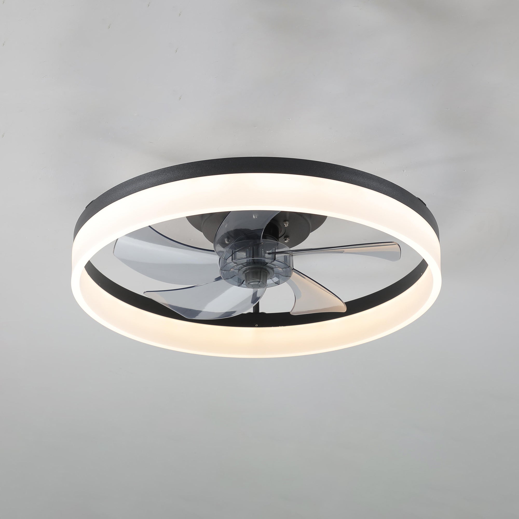 20 in W x 6 in H Ceiling Fan in Black with Lights Dimmable LED