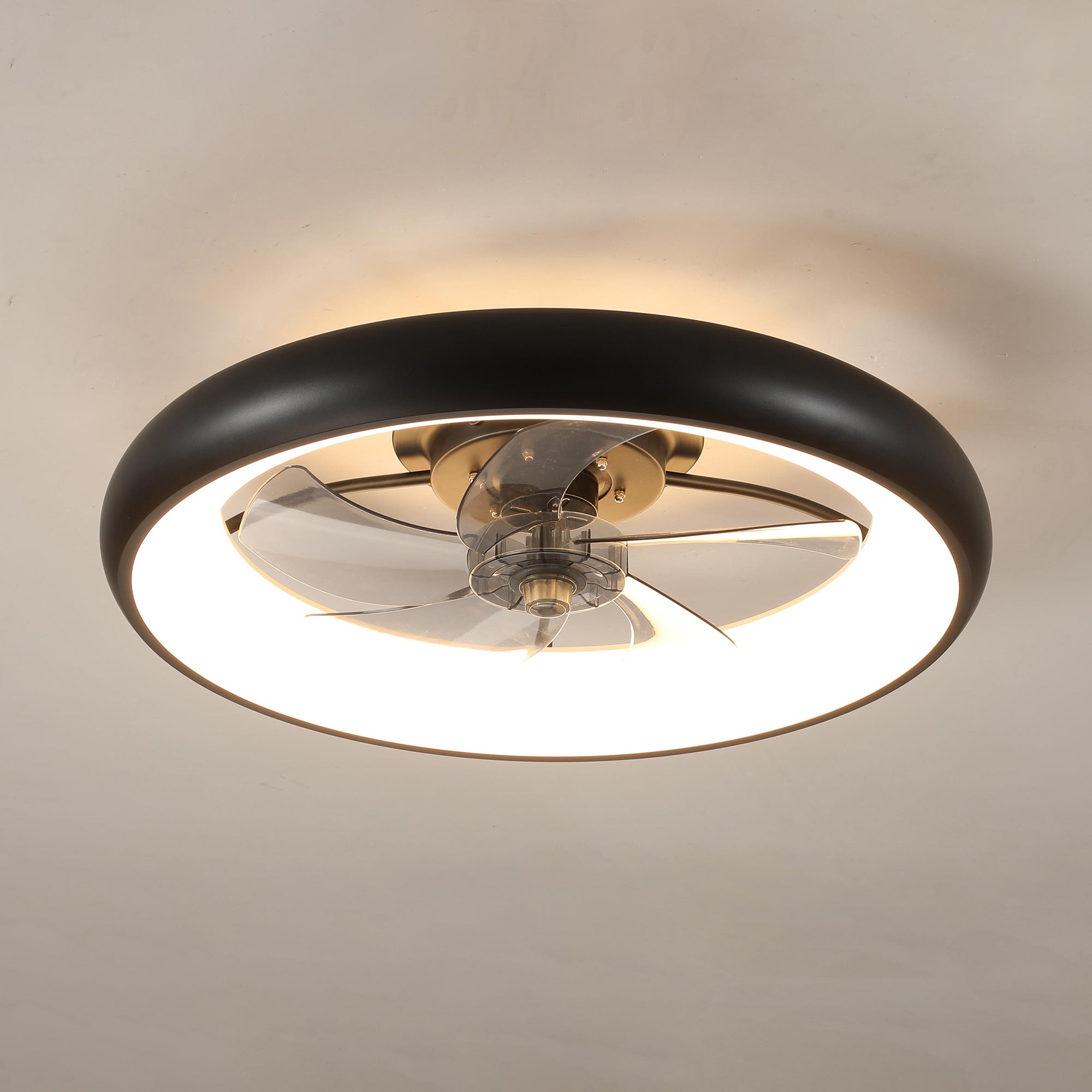 20 in W x 6 in H Ceiling Fan in Black and White with Lights Dimmable LED