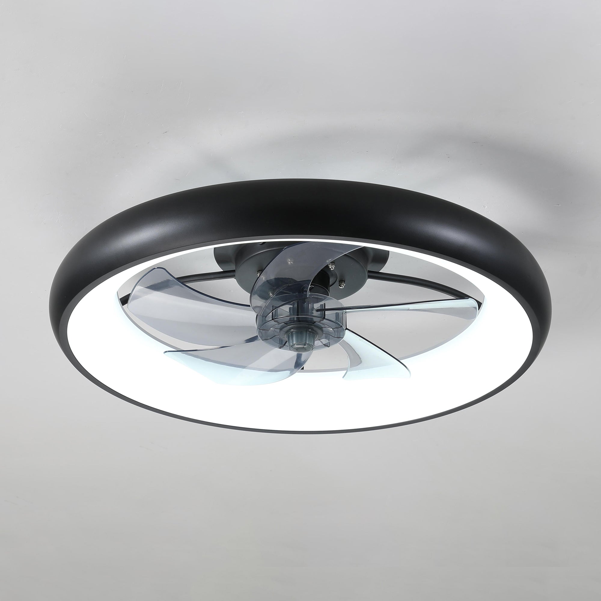 20 in W x 6 in H Ceiling Fan in Black and White with Lights Dimmable LED