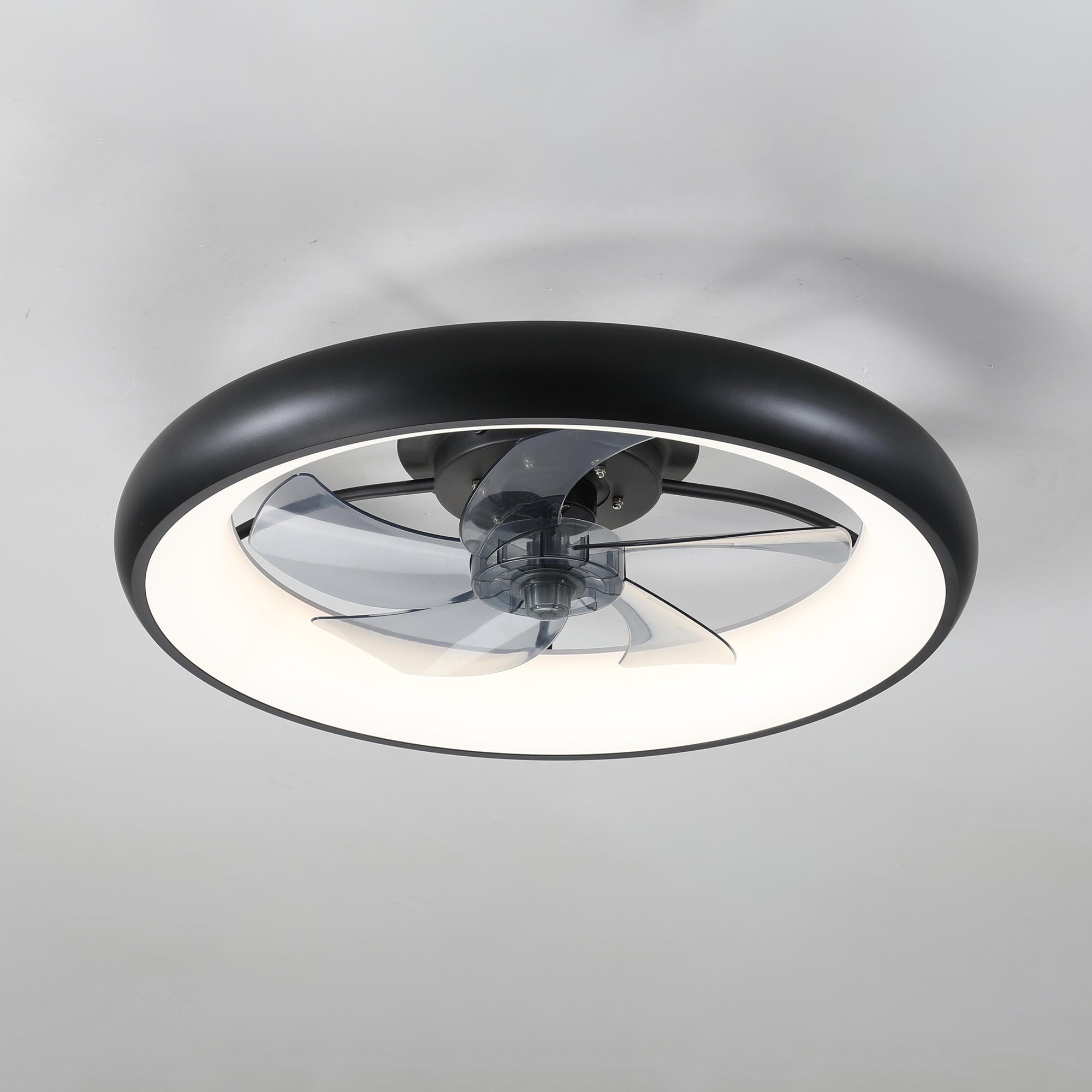 20 in W x 6 in H Ceiling Fan in Black and White with Lights Dimmable LED