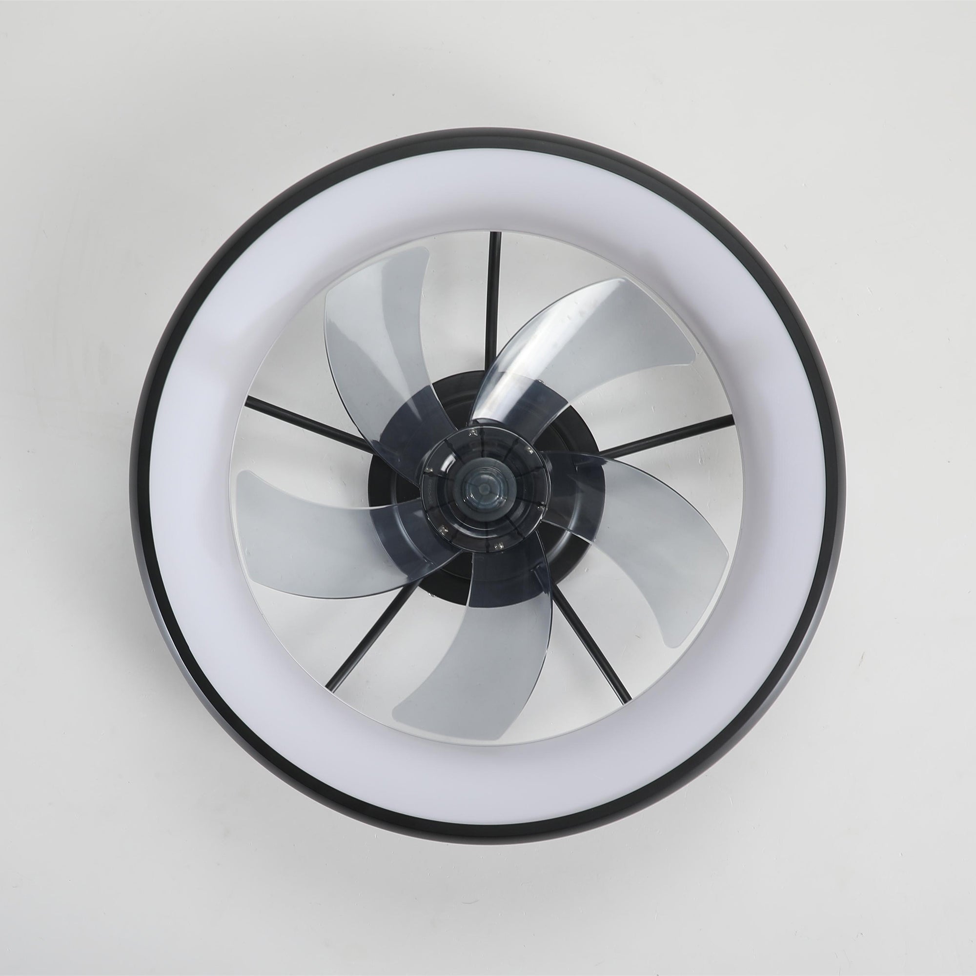 20 in W x 6 in H Ceiling Fan in Black and White with Lights Dimmable LED