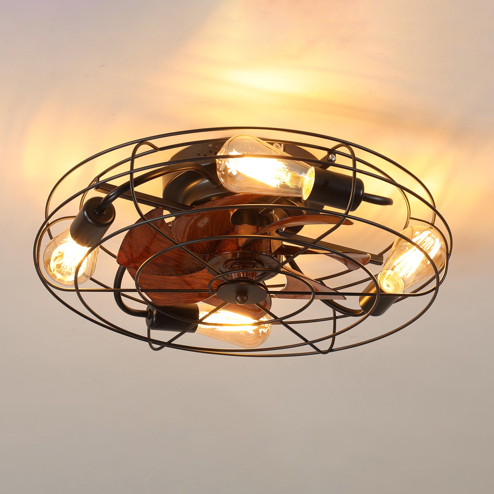 20 in W x 6 in H Ceiling Fan in Black and White with Lights Dimmable LED
