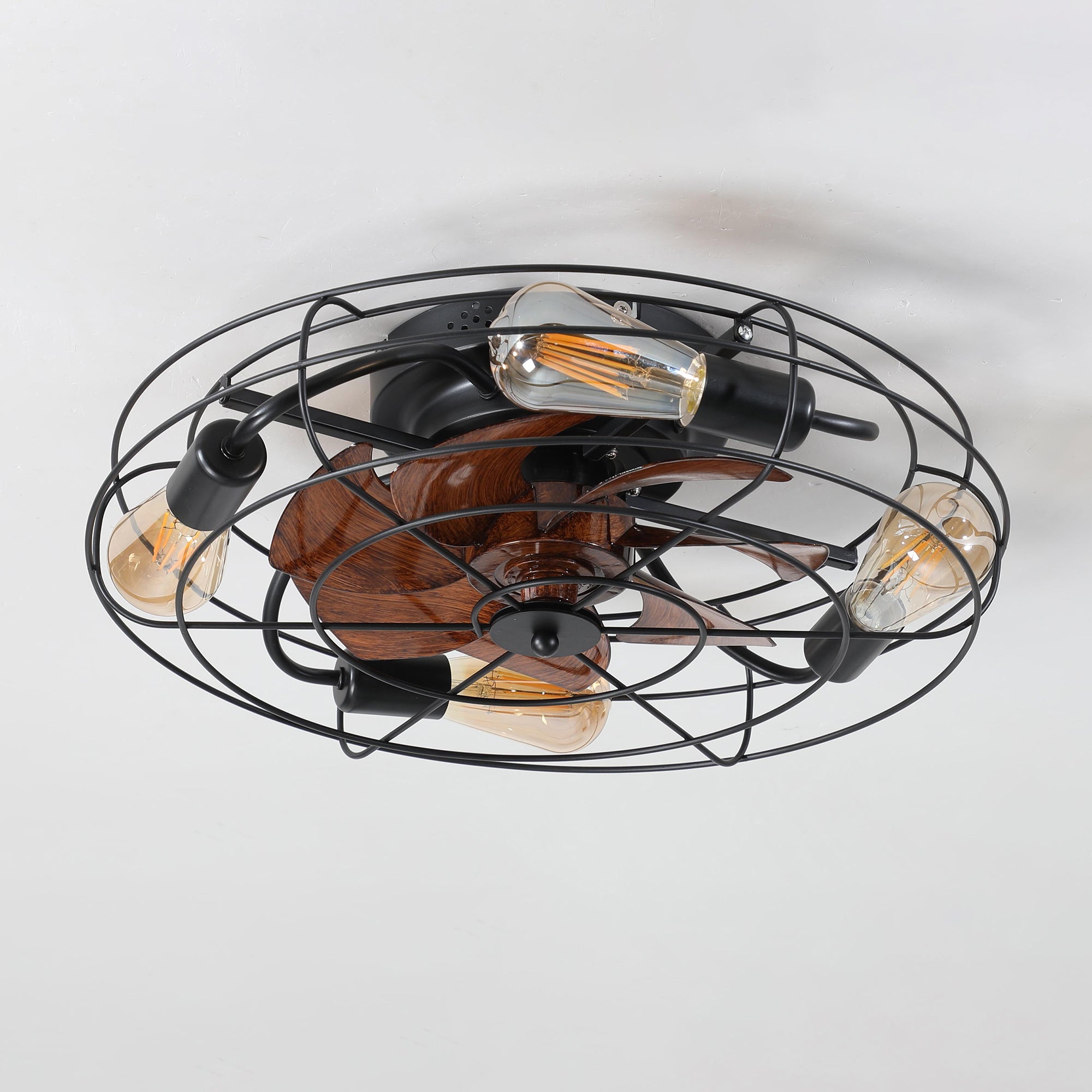 20 in W x 6 in H Ceiling Fan in Black and White with Lights Dimmable LED