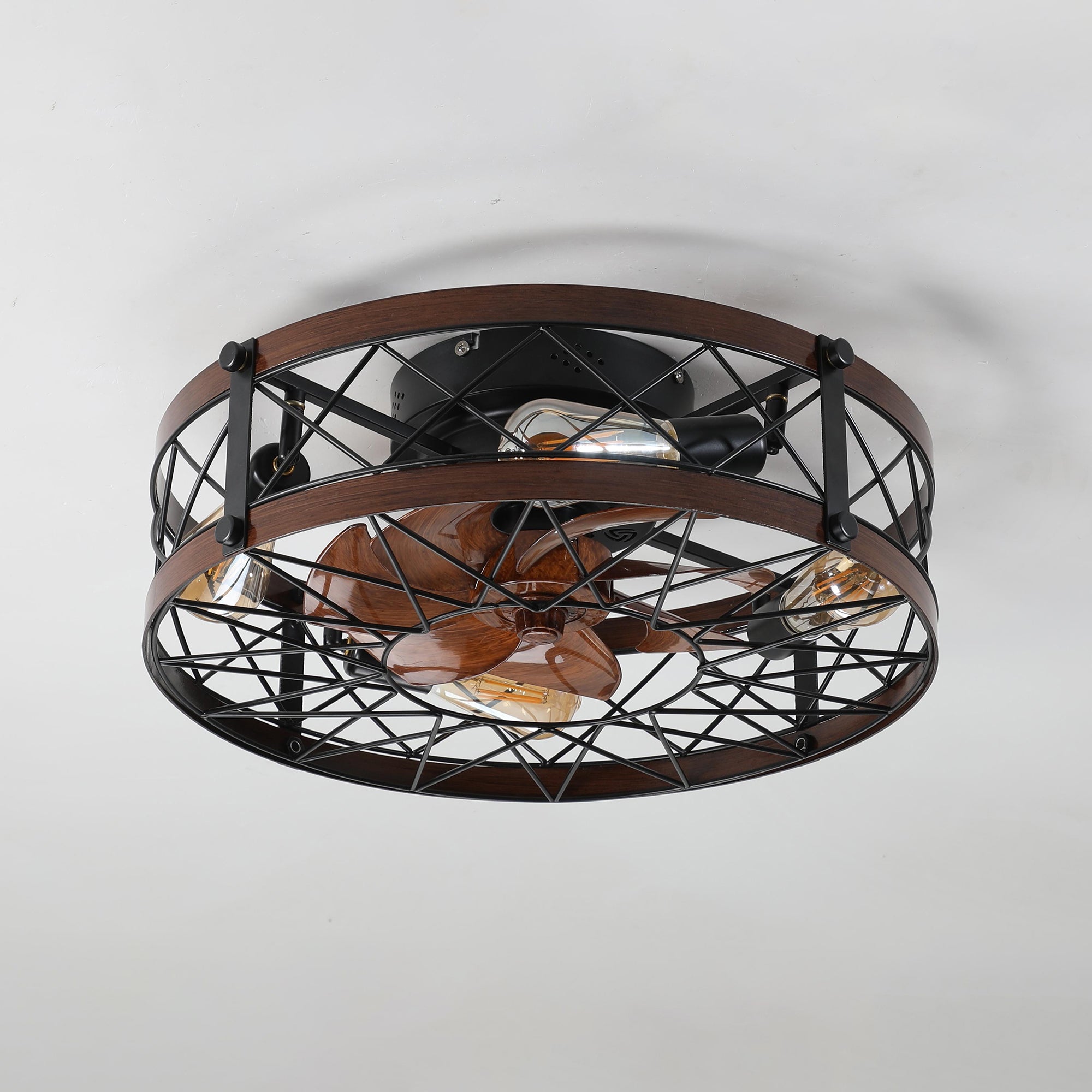 20 in W x 6 in H Ceiling Fan in Black and White with Lights Dimmable LED