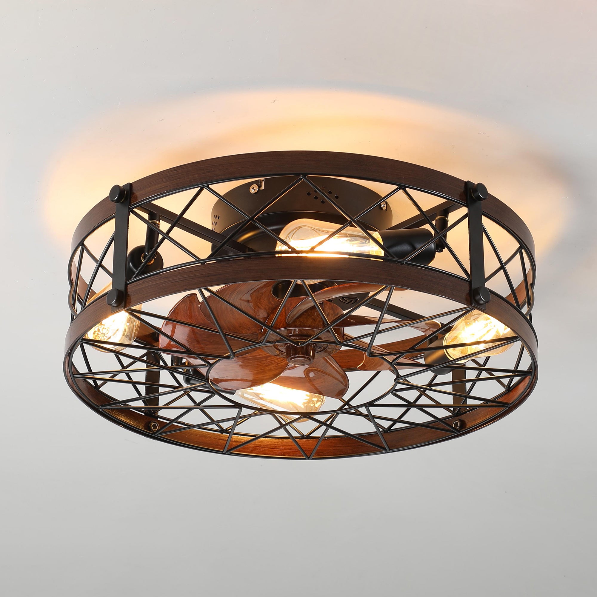 20 in W x 6 in H Ceiling Fan in Black and White with Lights Dimmable LED