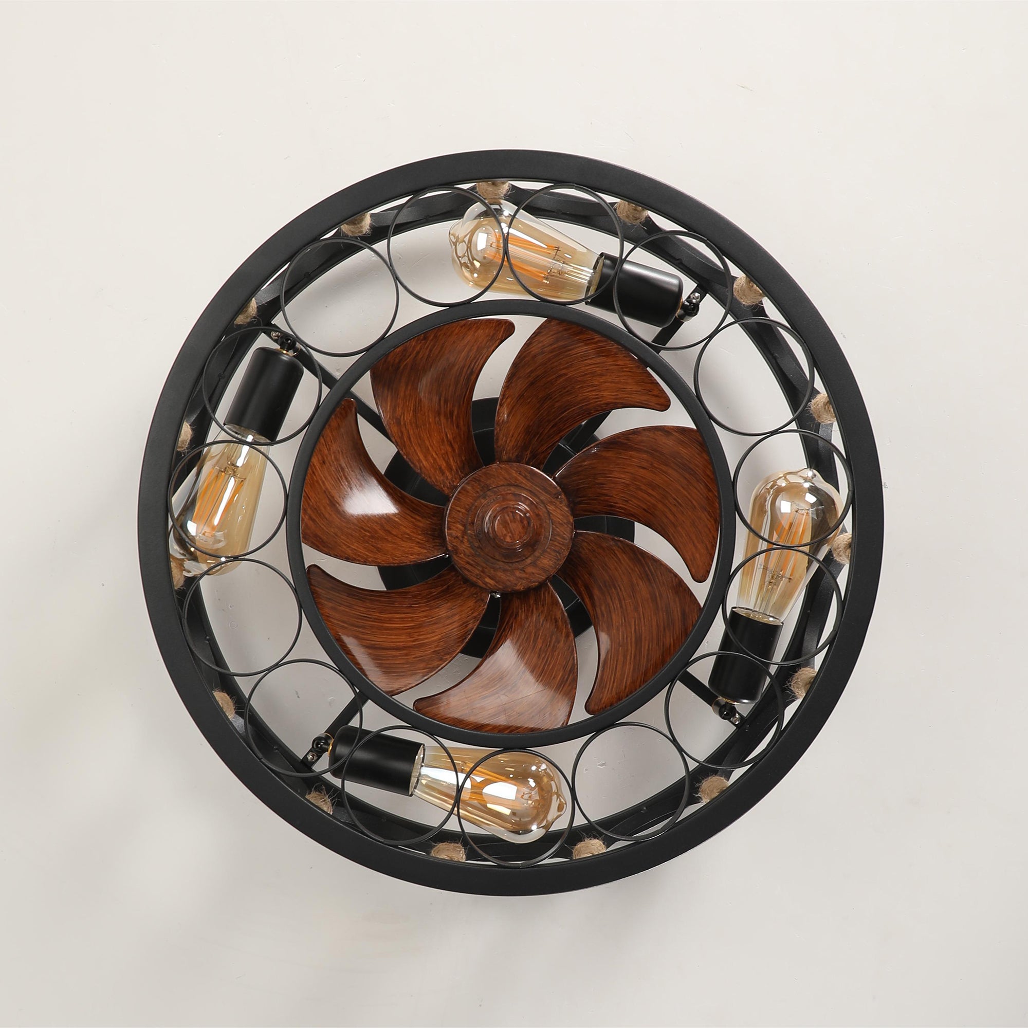 20 in W x 6 in H Ceiling Fan in Black and White with Lights Dimmable LED