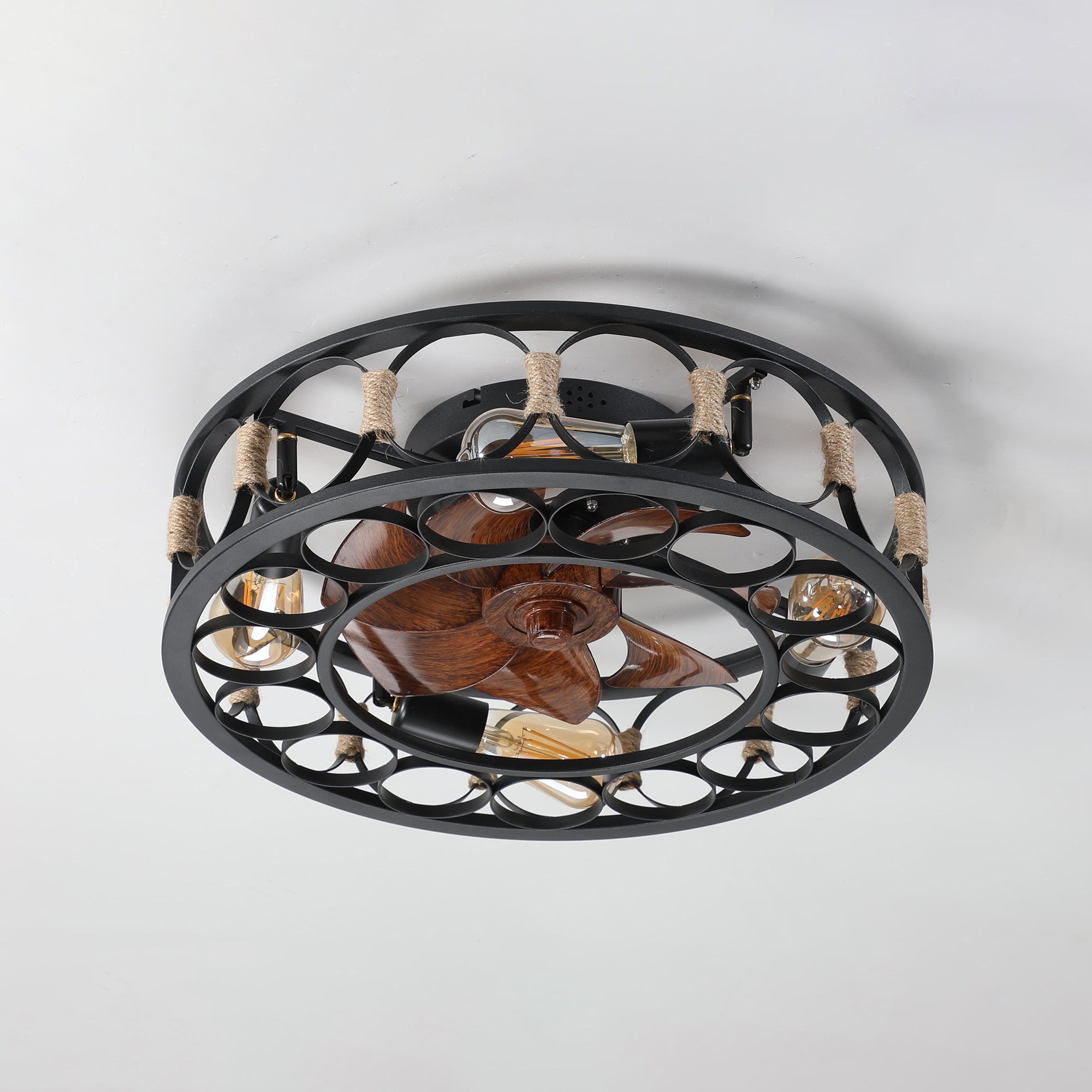 20 in W x 6 in H Ceiling Fan in Black and White with Lights Dimmable LED