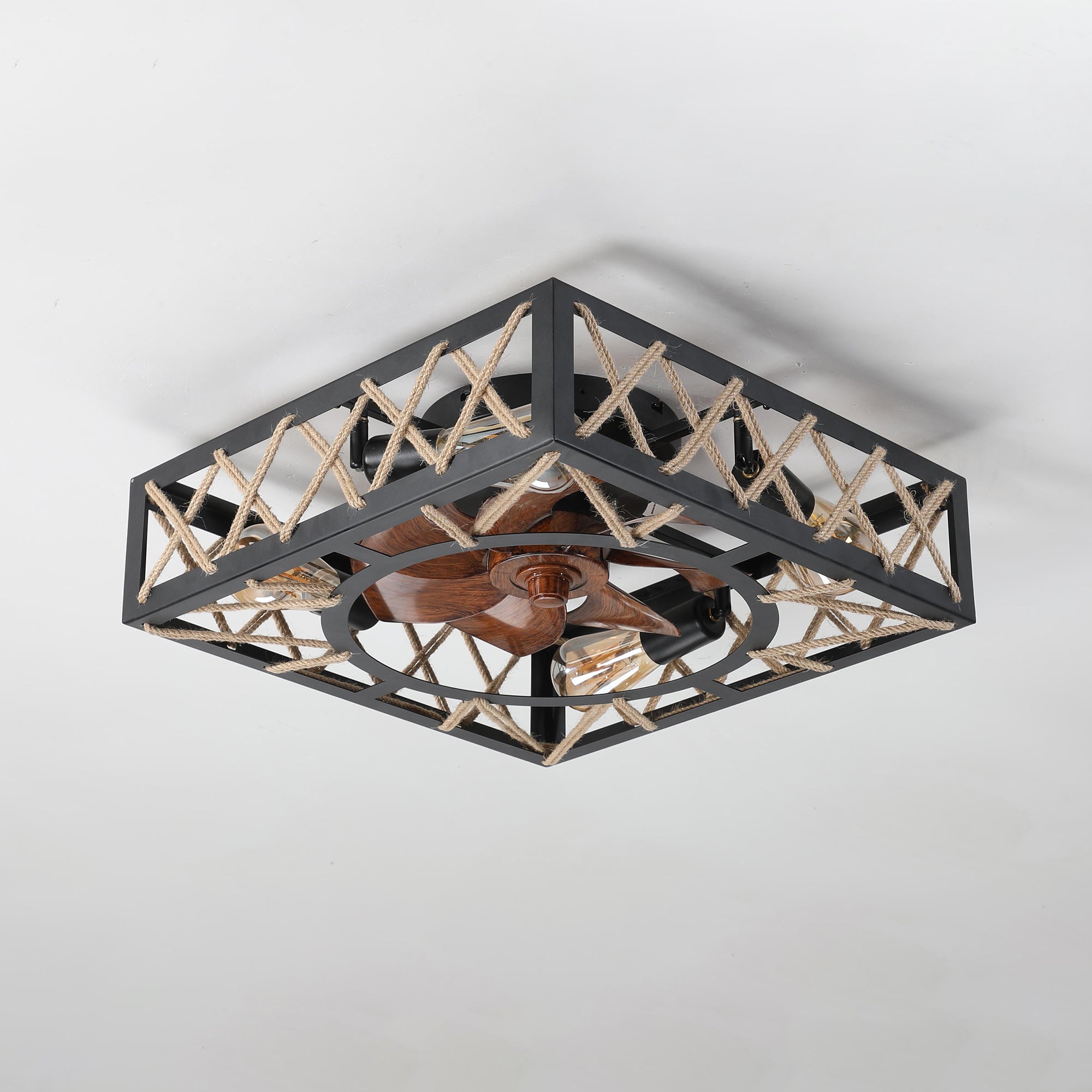 20 in W x 6 in H Ceiling Fan in Black and White with Lights Dimmable LED
