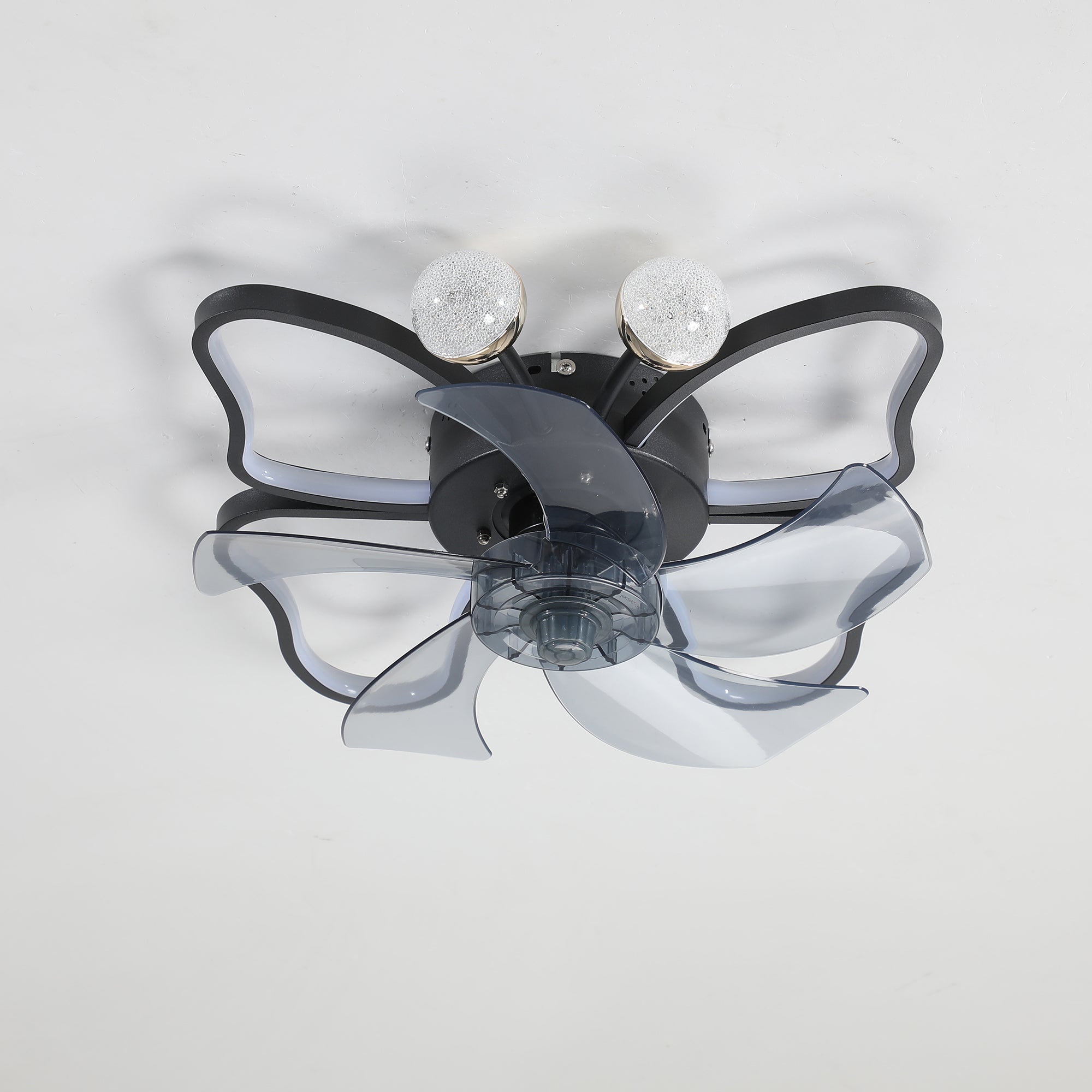 20 in W x 6 in H Ceiling Fan in Black and White with Lights Dimmable LED