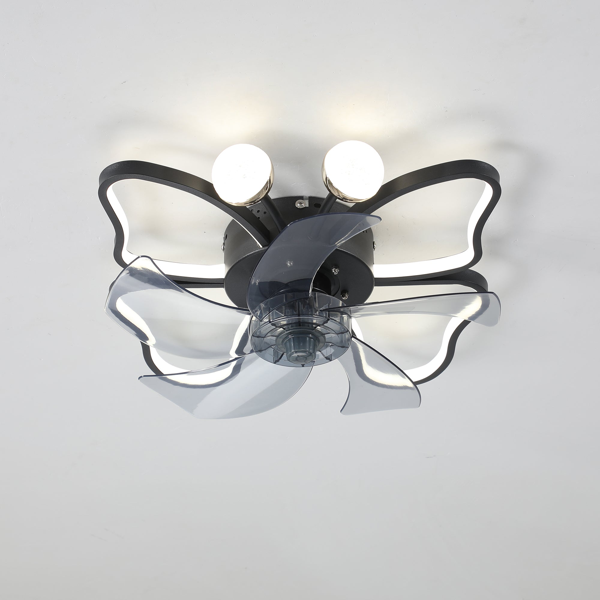 20 in W x 6 in H Ceiling Fan in Black and White with Lights Dimmable LED