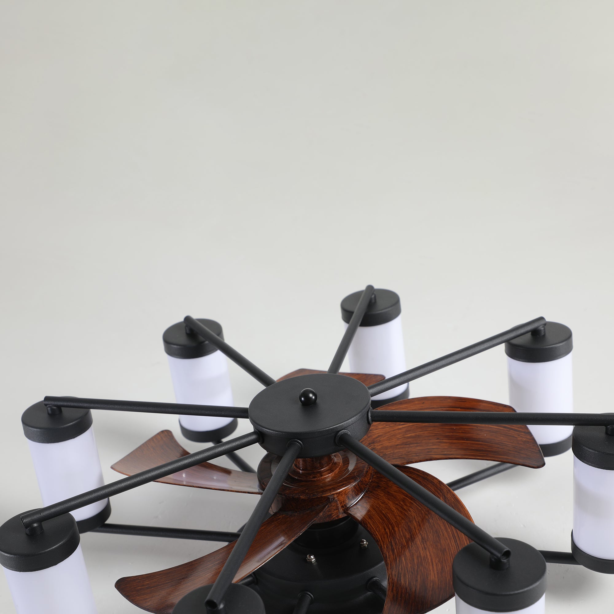 20 in W x 6 in H Ceiling Fan in Black and White with Lights Dimmable LED