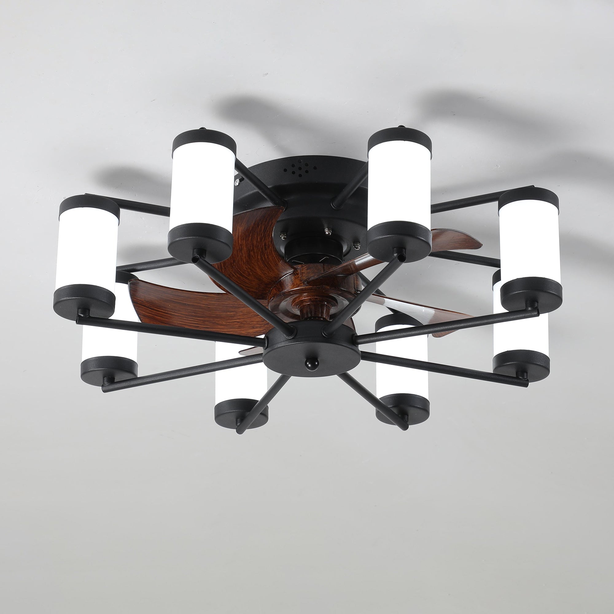 20 in W x 6 in H Ceiling Fan in Black and White with Lights Dimmable LED