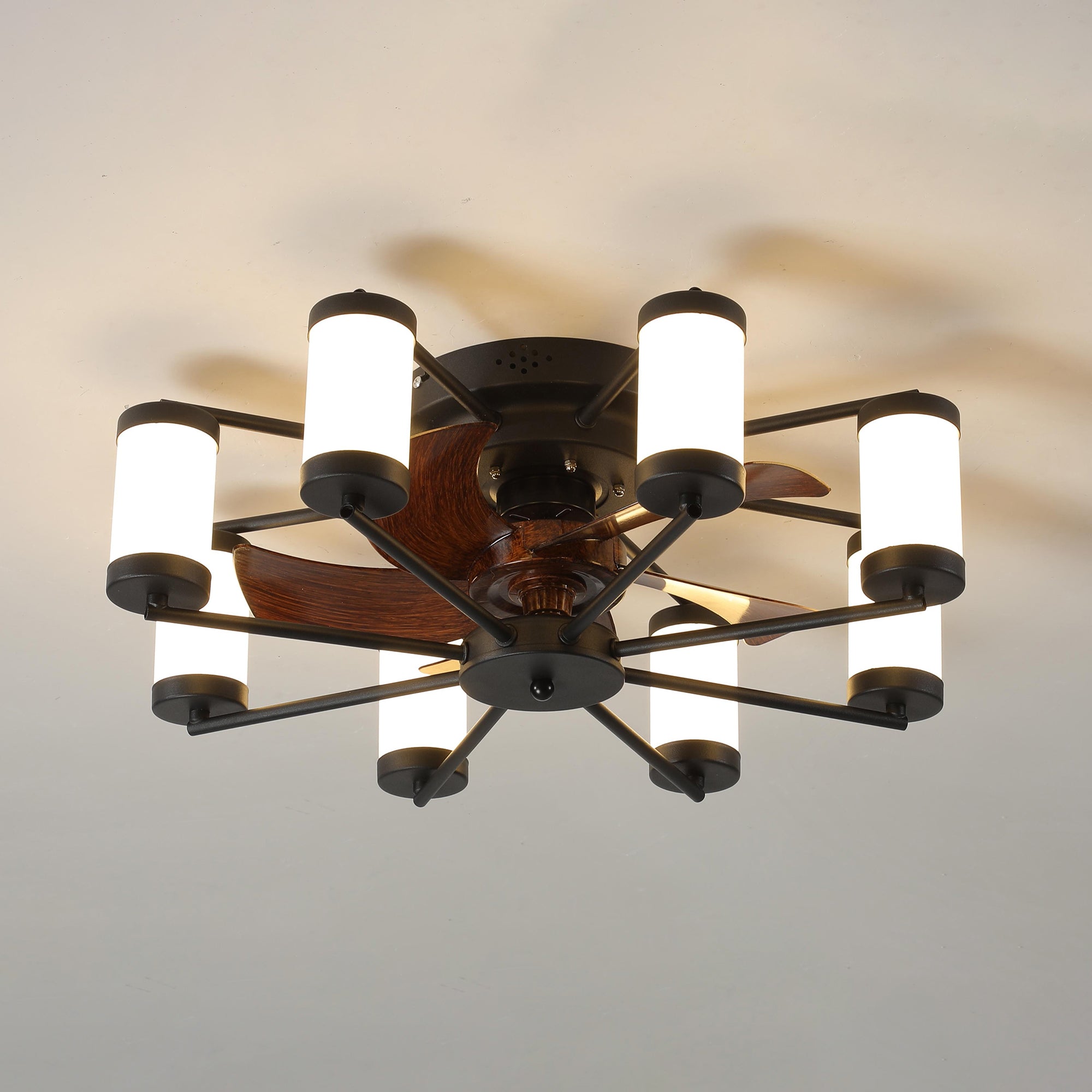 20 in W x 6 in H Ceiling Fan in Black and White with Lights Dimmable LED