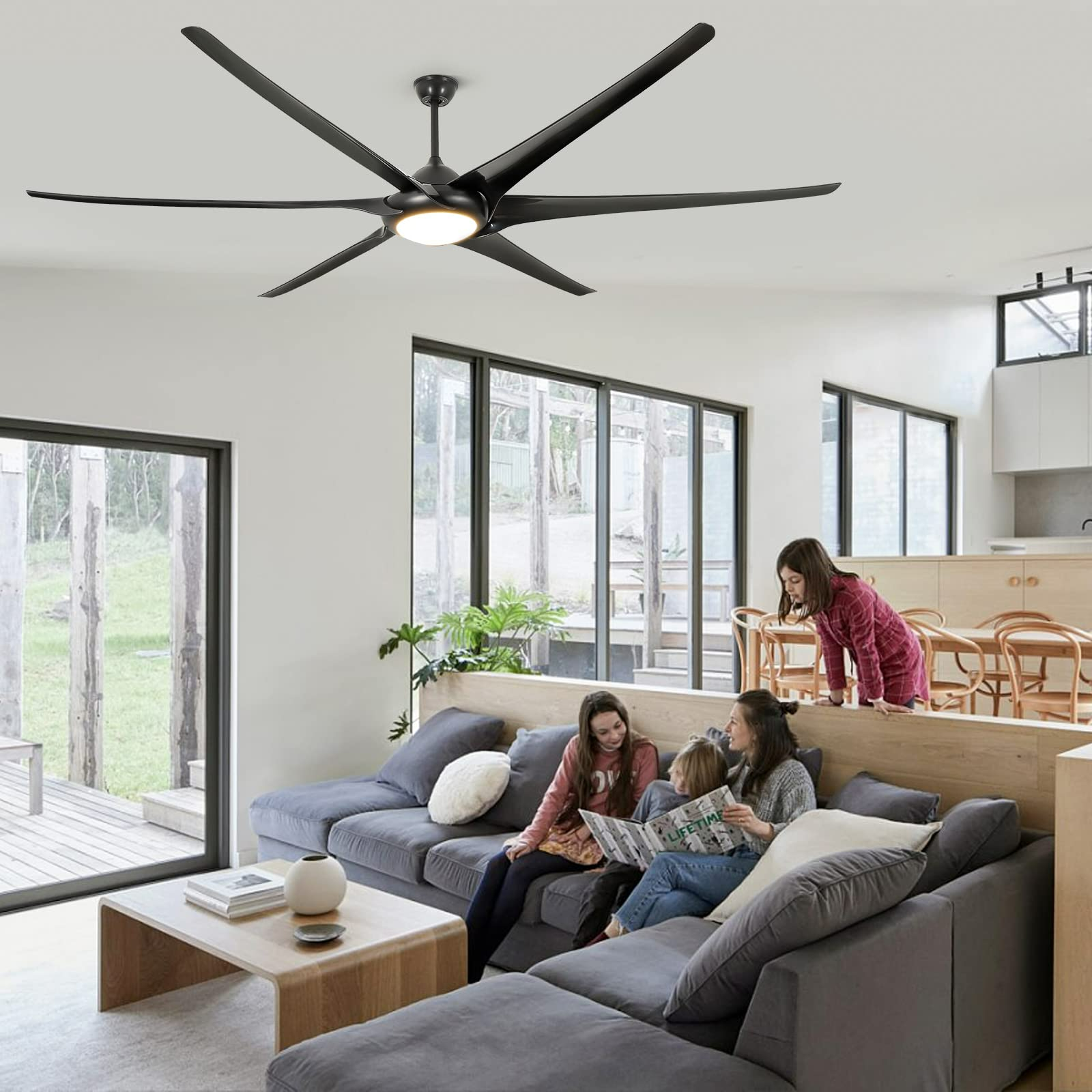 20 in W x 6 in H Ceiling Fan in Black and White with Lights Dimmable LED