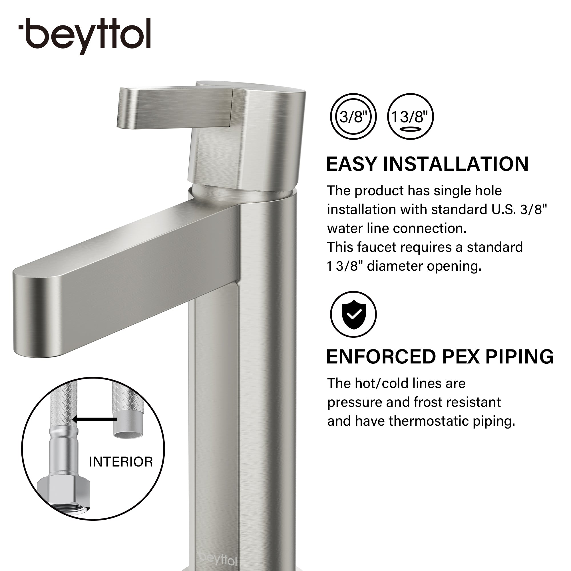 Single Handle Single Hole Brass Bathroom Faucet Set with Drainer