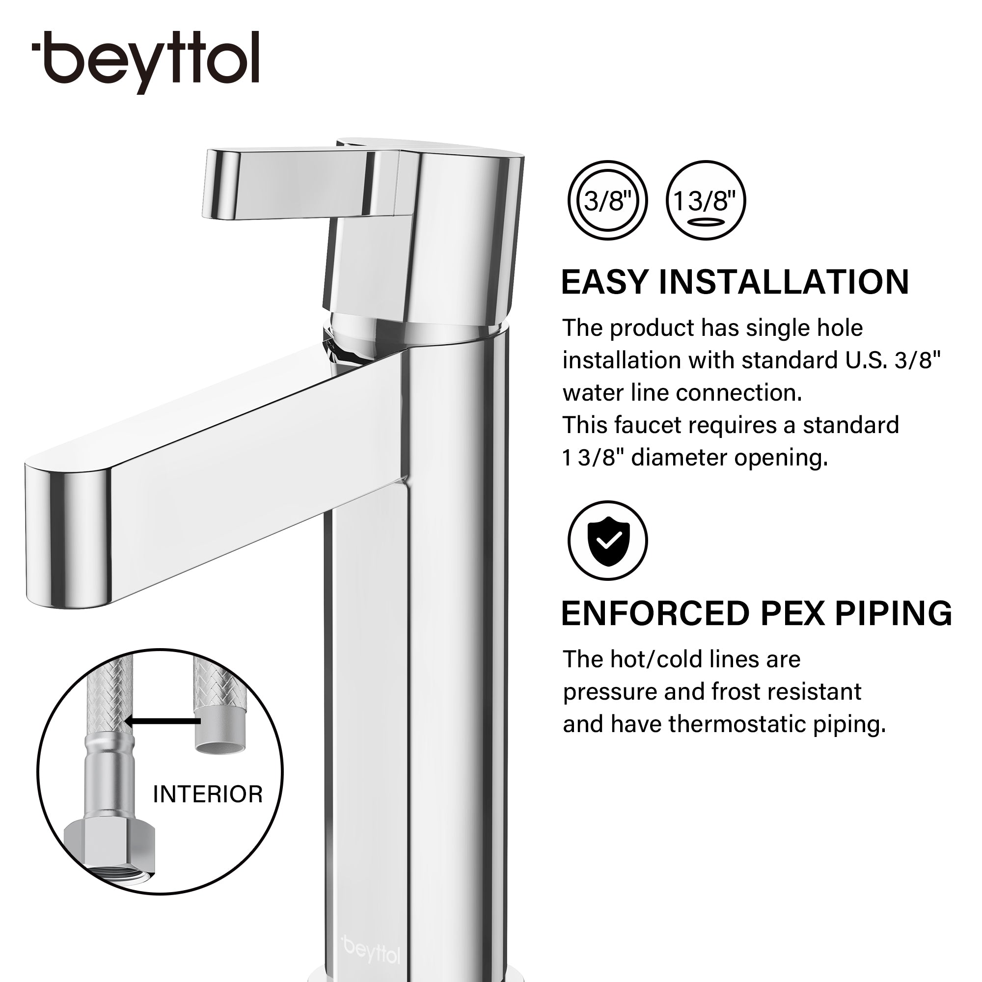 Single Handle Single Hole Brass Bathroom Faucet Set with Drainer