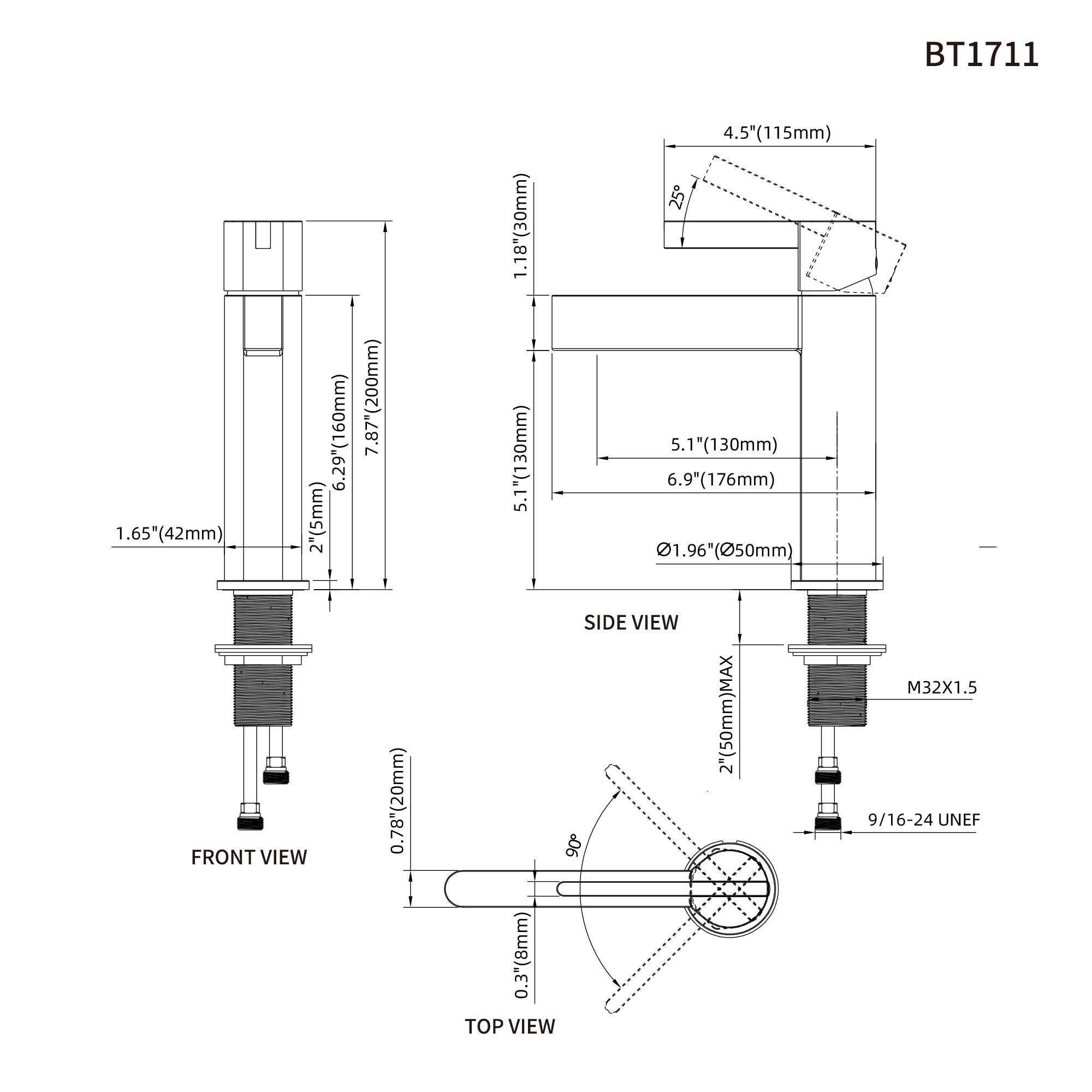 Single Handle Single Hole Brass Bathroom Faucet Set with Drainer