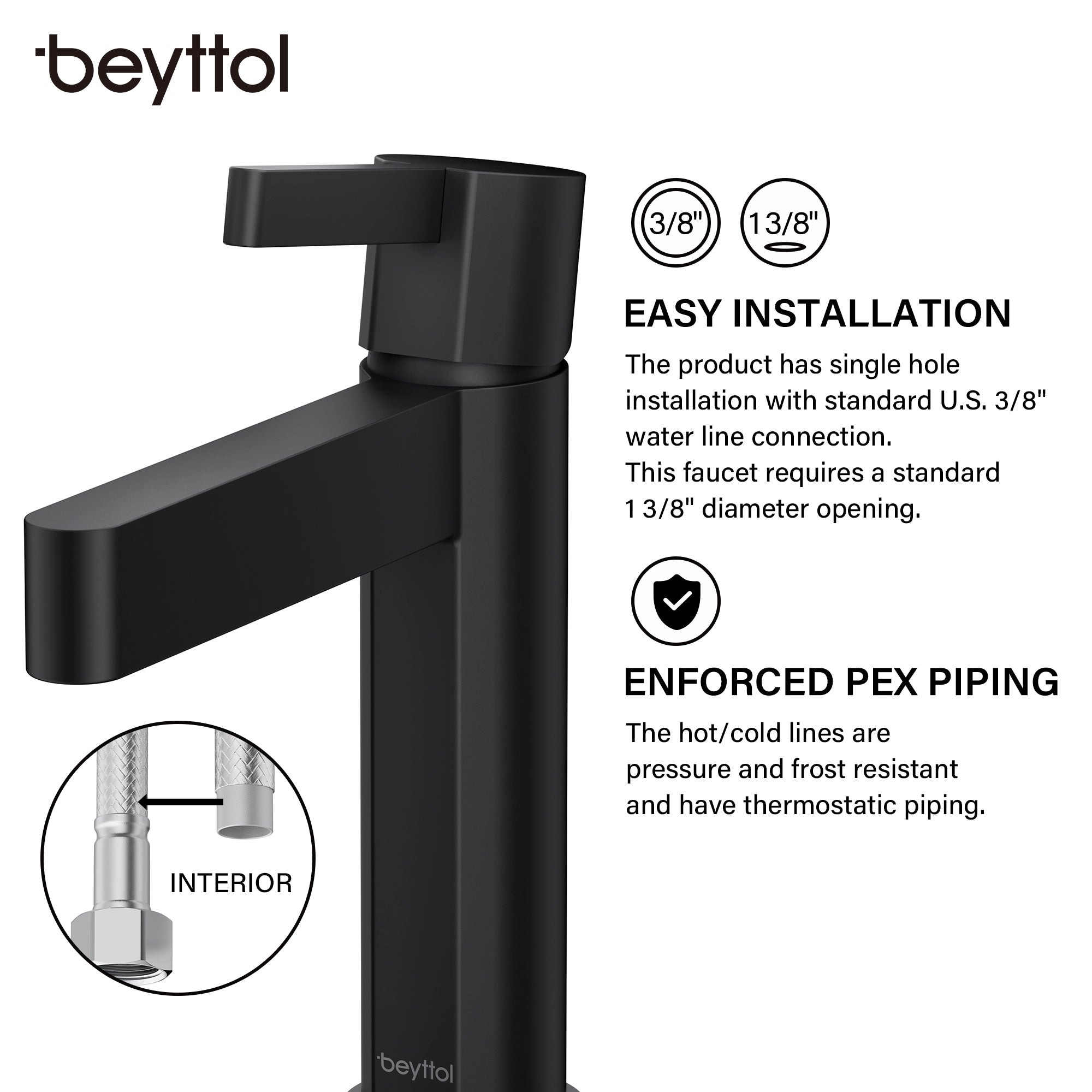 Single Handle Single Hole Brass Bathroom Faucet Set with Drainer