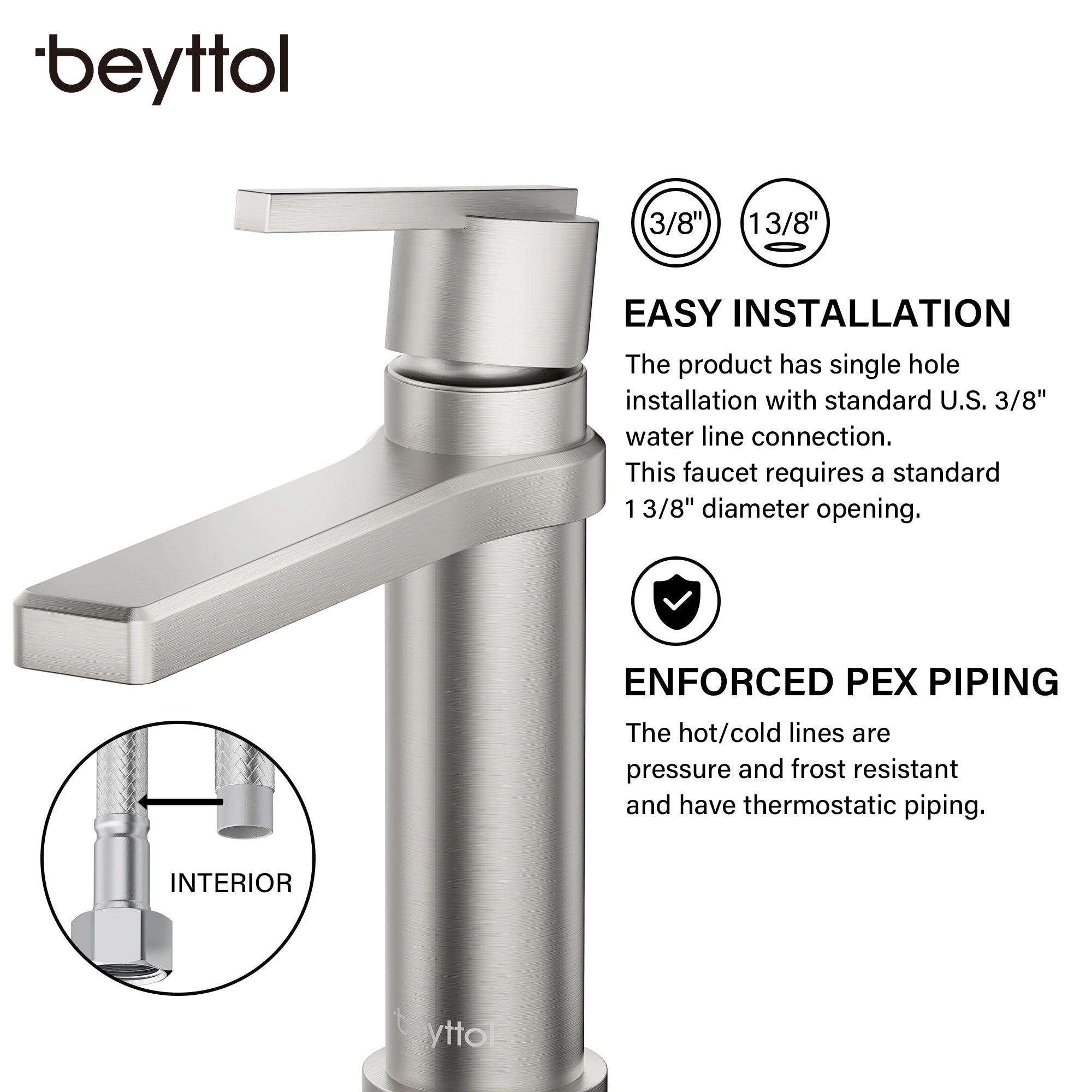 Single Handle Single Hole Brass Bathroom Faucet Set with Drainer