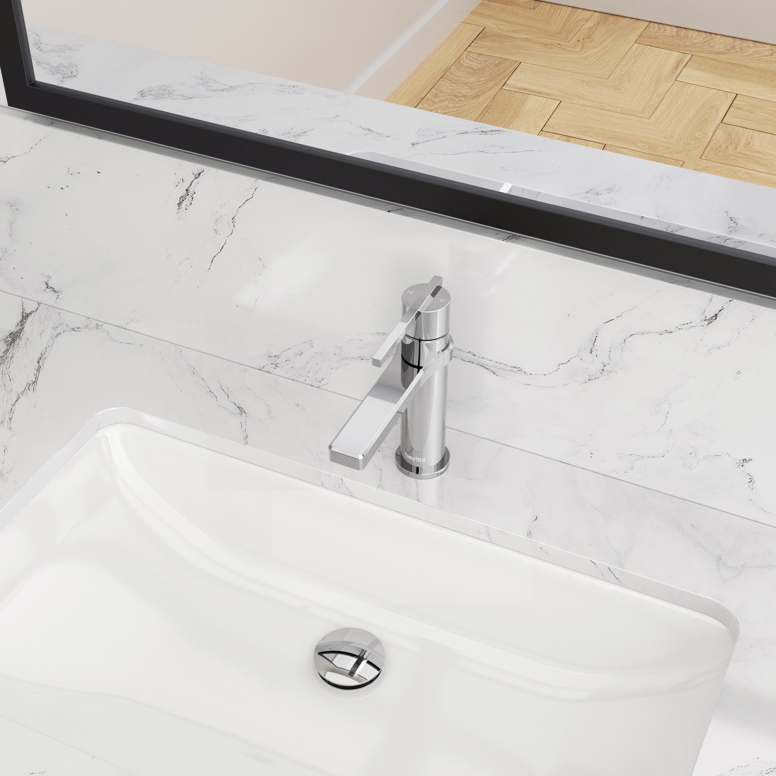 Single Handle Brass Bathroom Faucet with Supply line