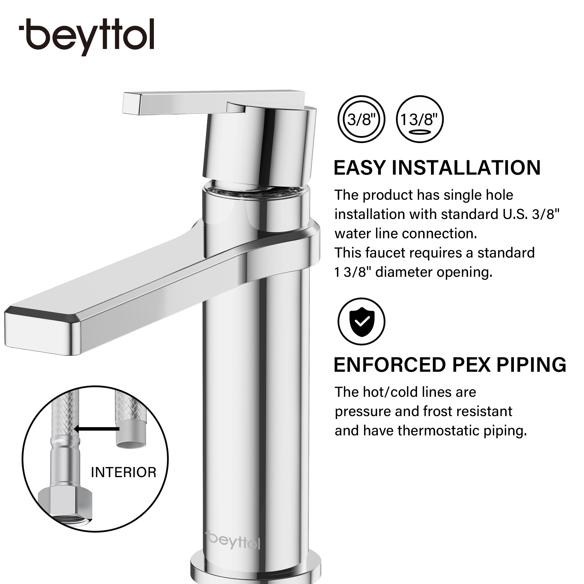Single Handle Single Hole Brass Bathroom Faucet Set with Drainer