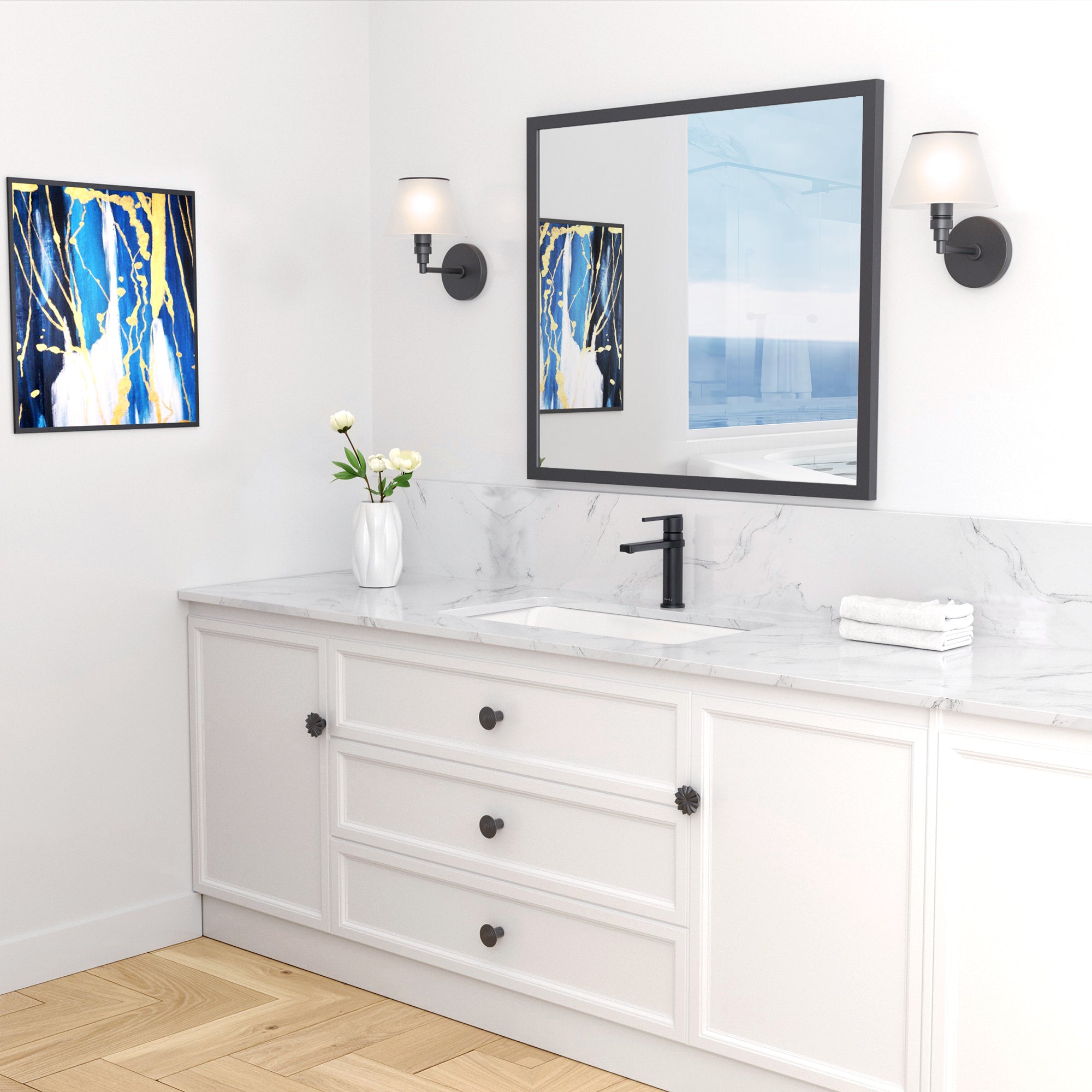 Single Handle Brass Bathroom Faucet with Supply line