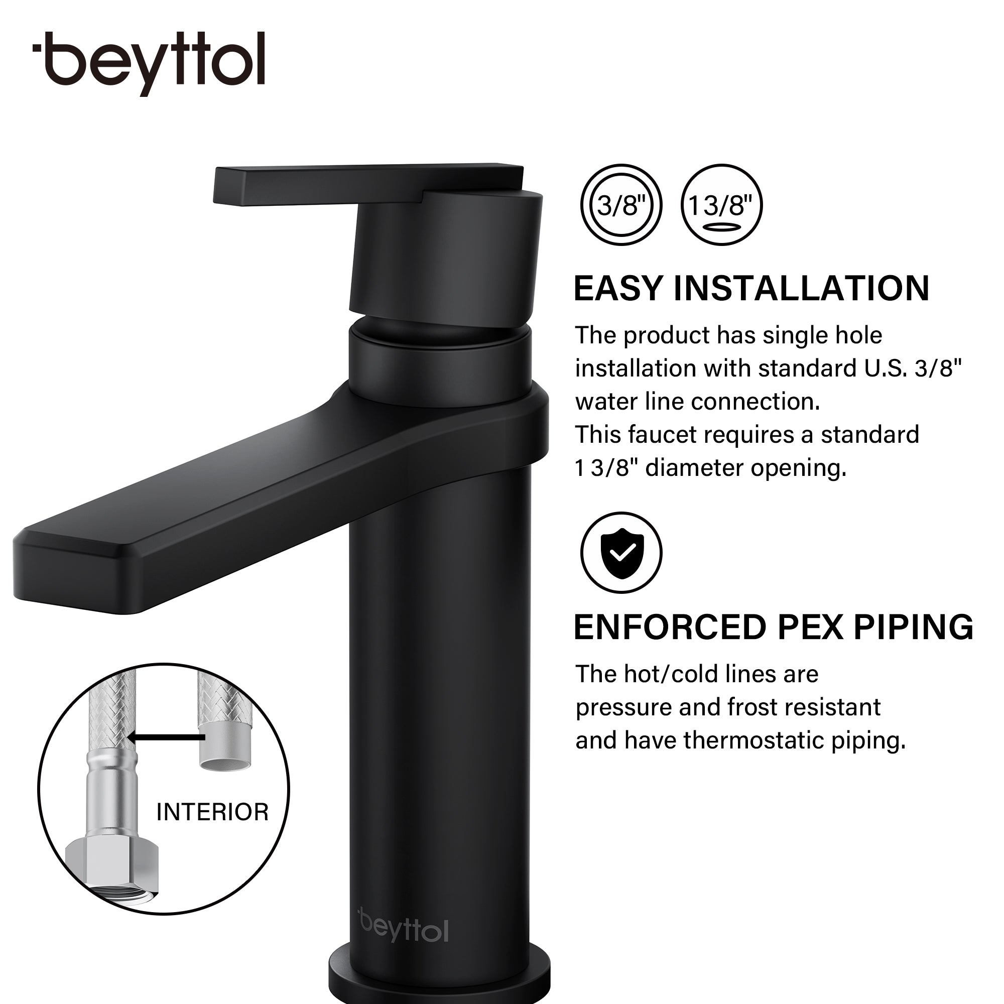Single Handle Single Hole Brass Bathroom Faucet Set with Drainer
