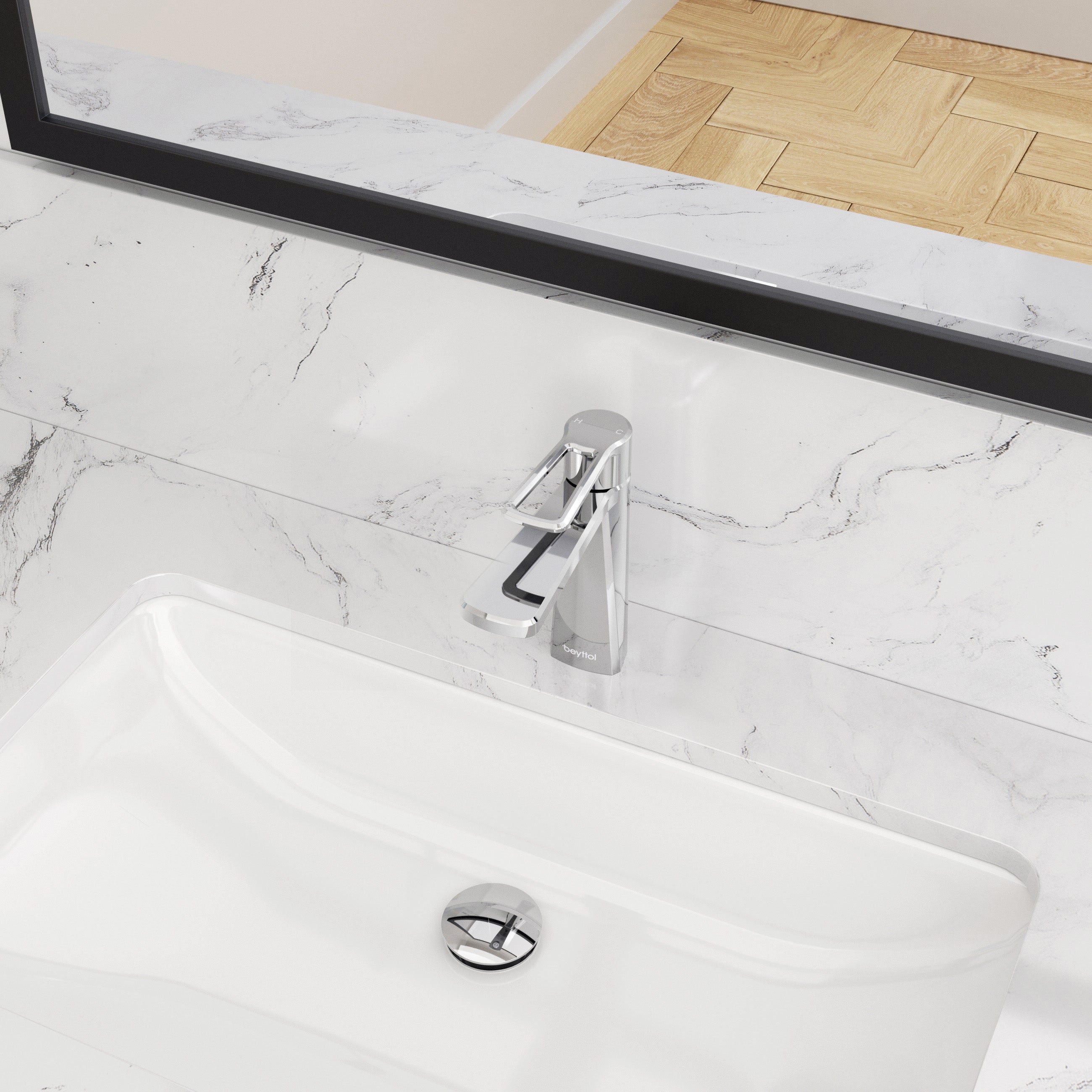 Single Handle Brass Bathroom Faucet with Supply line