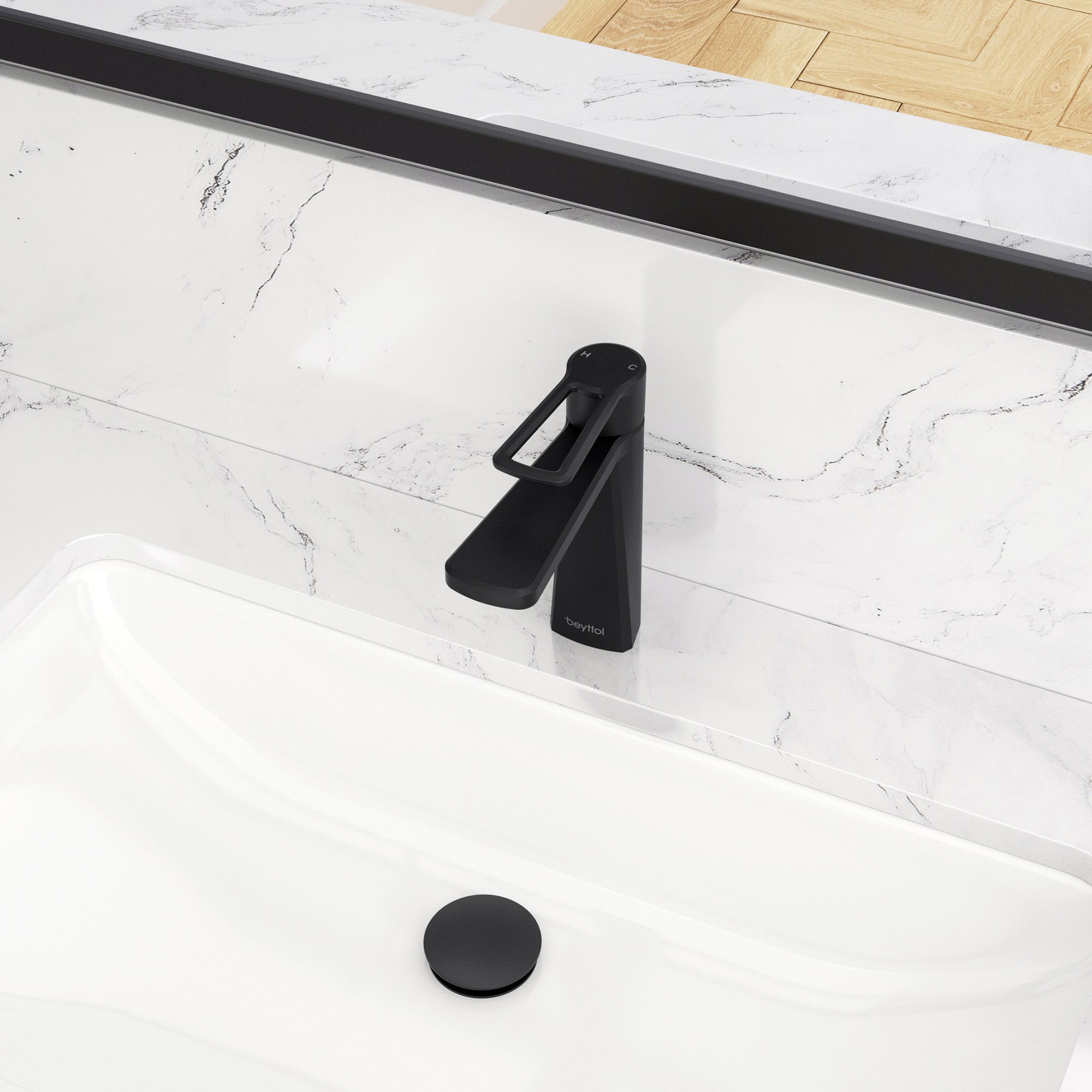 Single Handle Single Hole Brass Bathroom Faucet Set with Drainer11