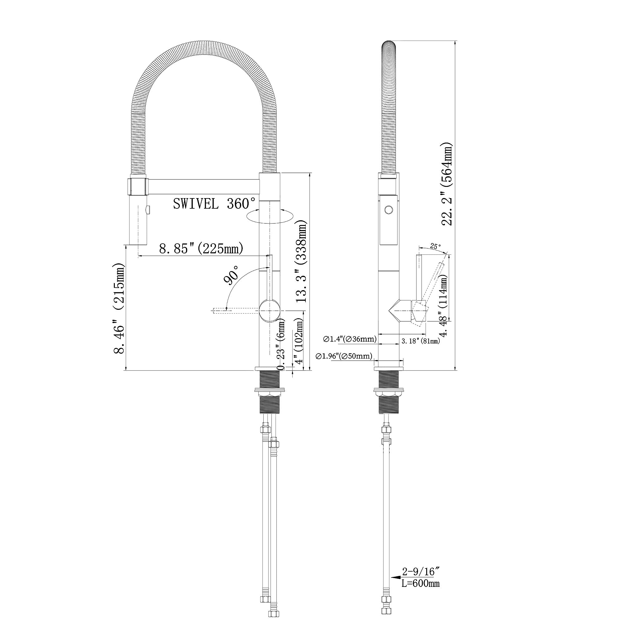 Single Handle Deck Mounted High Arc Pull Down Brass Kitchen Faucet