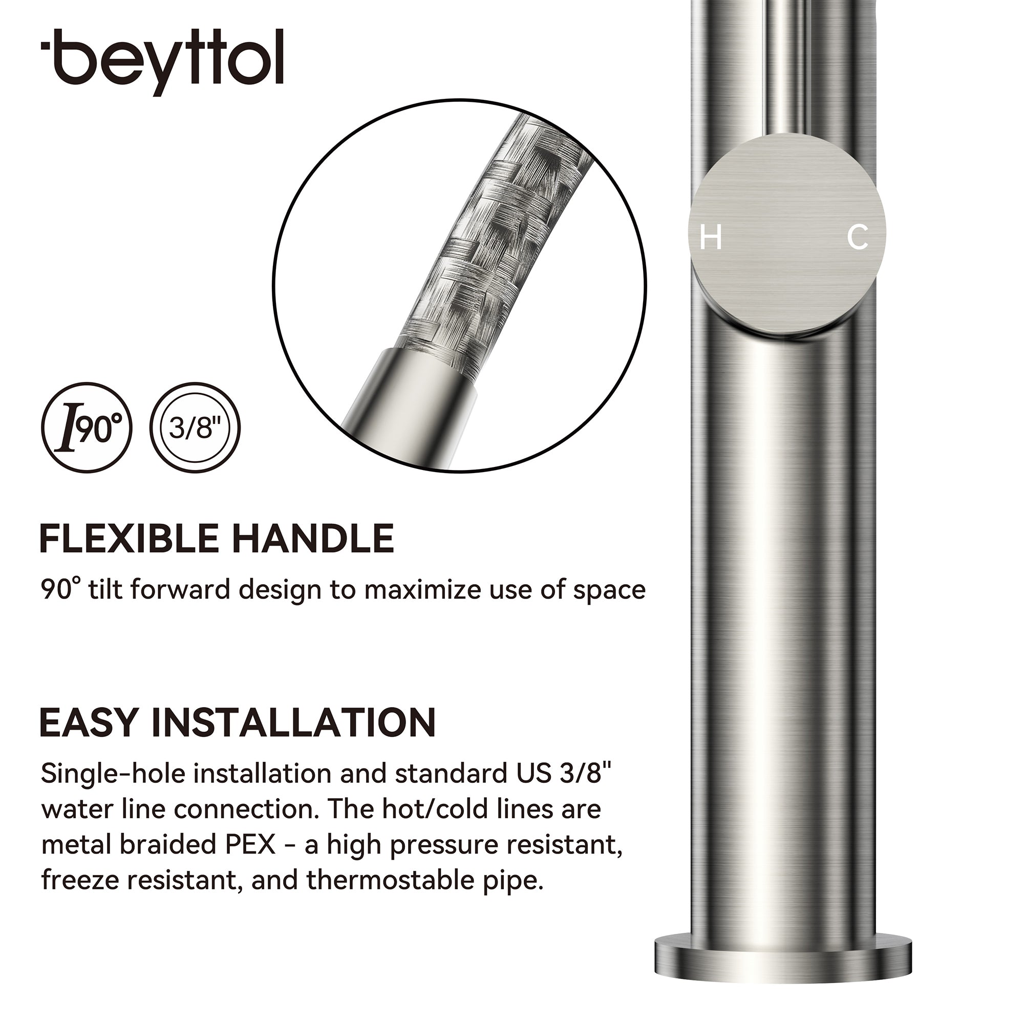 Single Handle Deck Mounted High Arc Pull Down Brass Kitchen Faucet