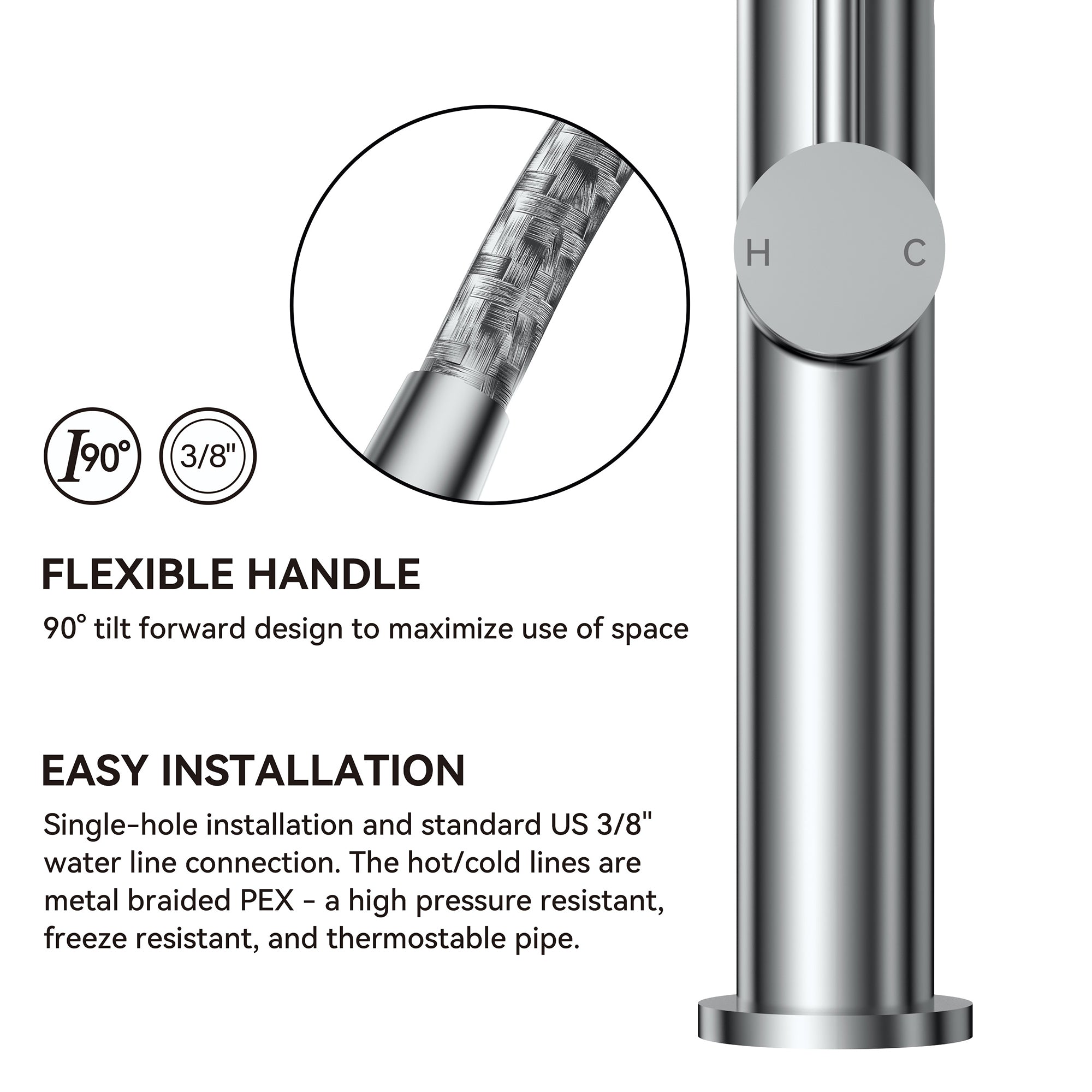 Single Handle Deck Mounted High Arc Pull Down Brass Kitchen Faucet