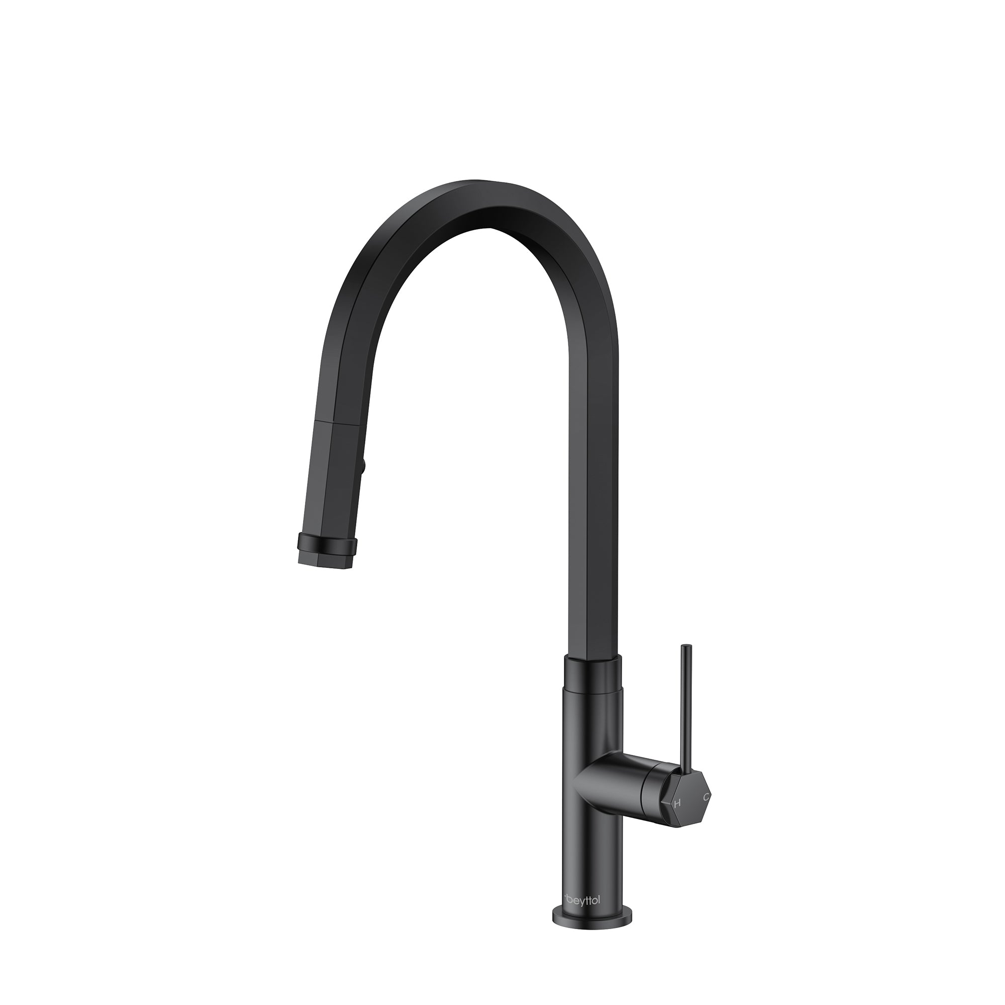 Single Handle Deck Mounted High Arc Pull Down Brass Kitchen Faucet