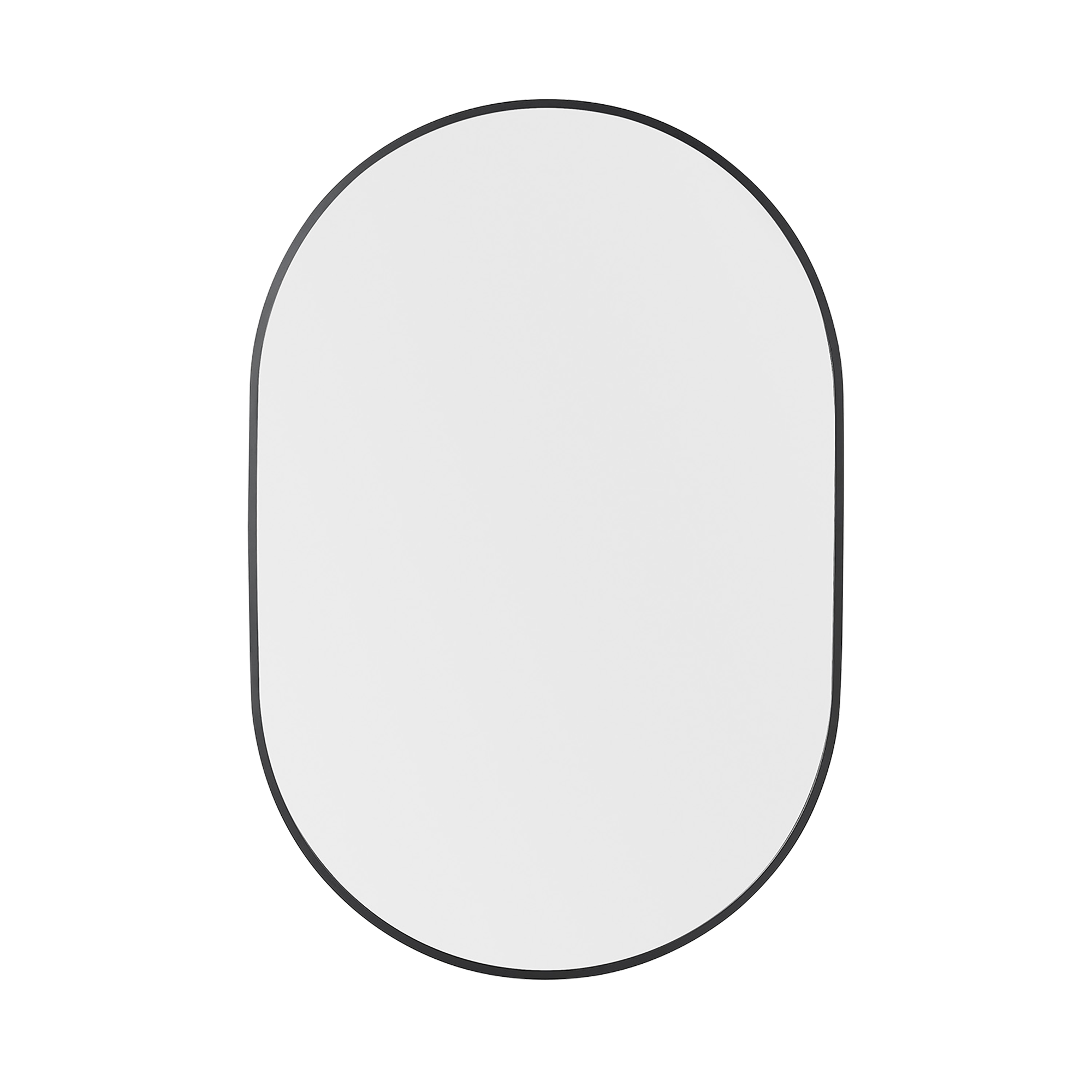 24" x 42" Oval Framed Wall Mounted Bathroom Vanity Mirror with Matte Black Border
