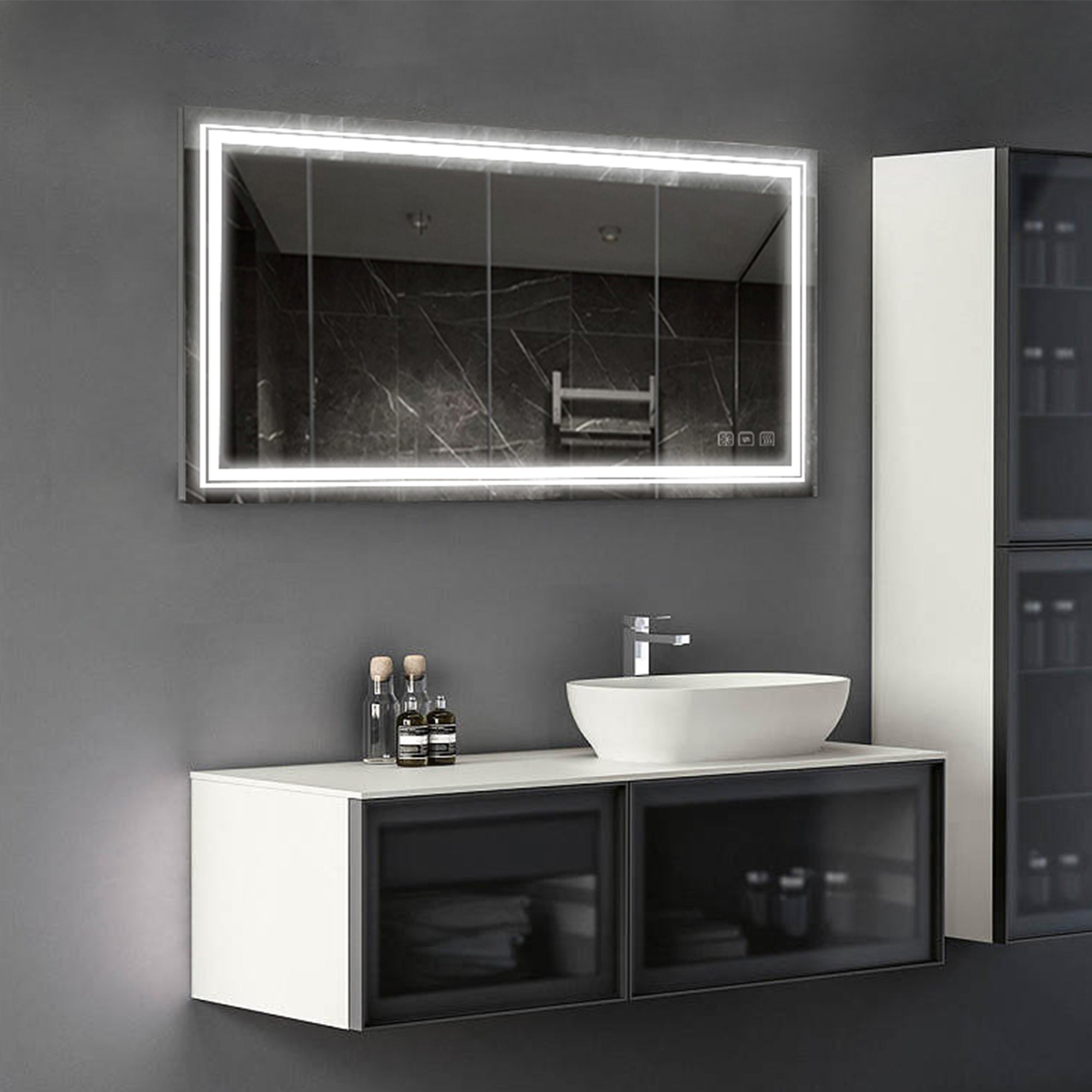 Rectangular Frameless Dimmable Wall Mounted LED Bathroom Mirror
