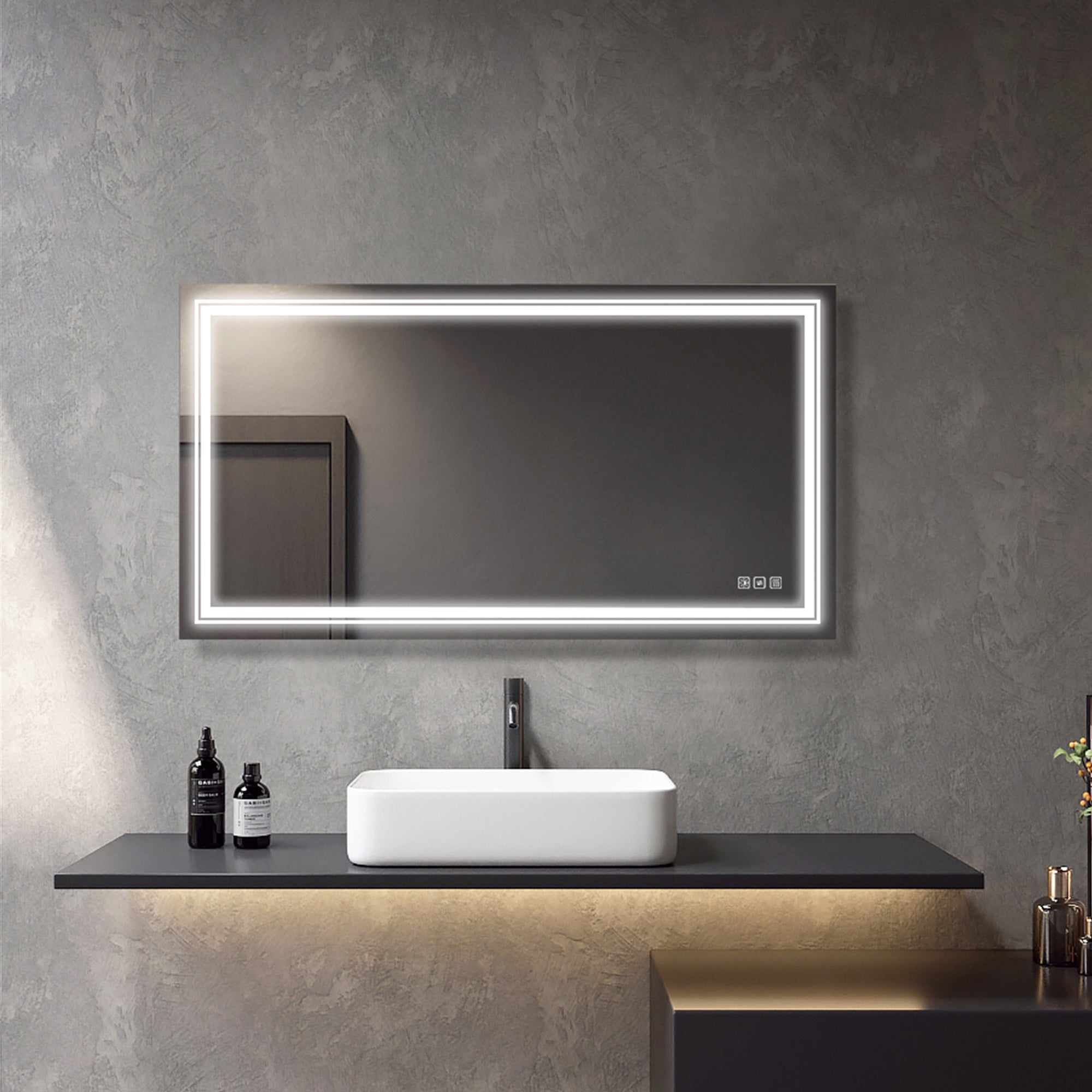 Rectangular Frameless Dimmable Wall Mounted LED Bathroom Mirror